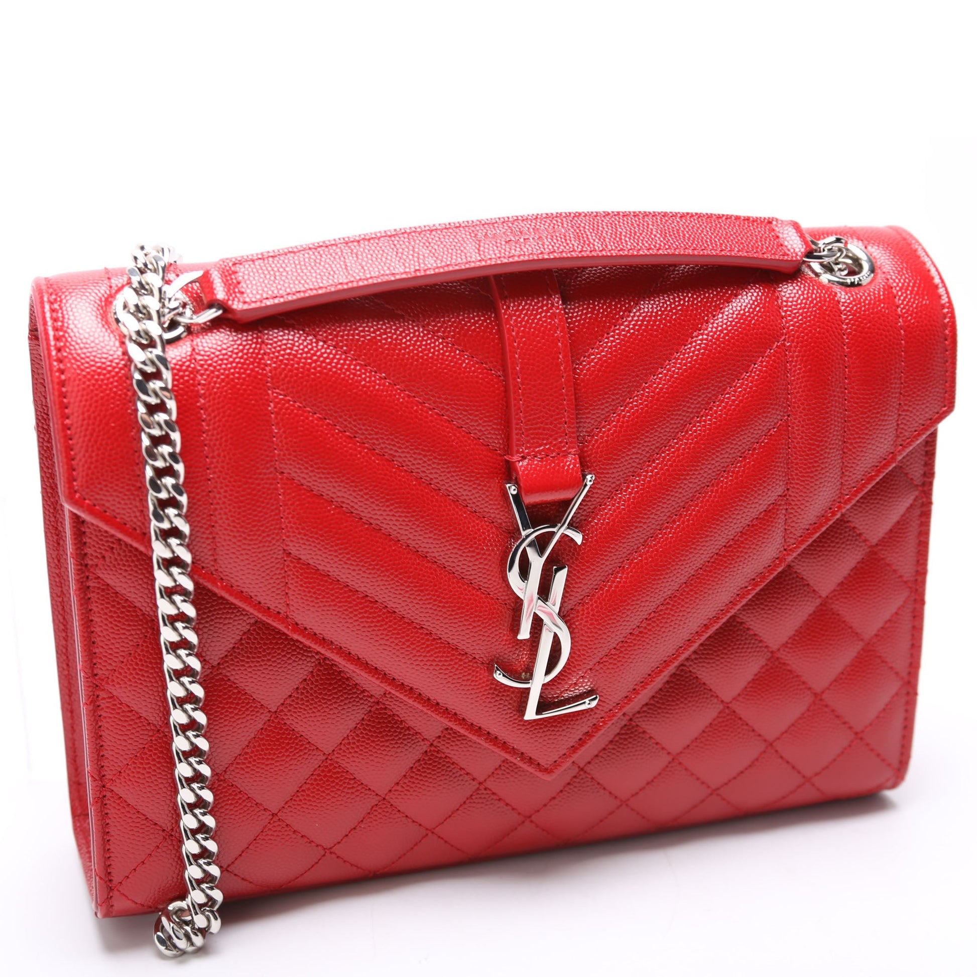 YSL Saint Laurent Saint Laurent Envelope Tri Quilt Bag Red Medium Travel Bag