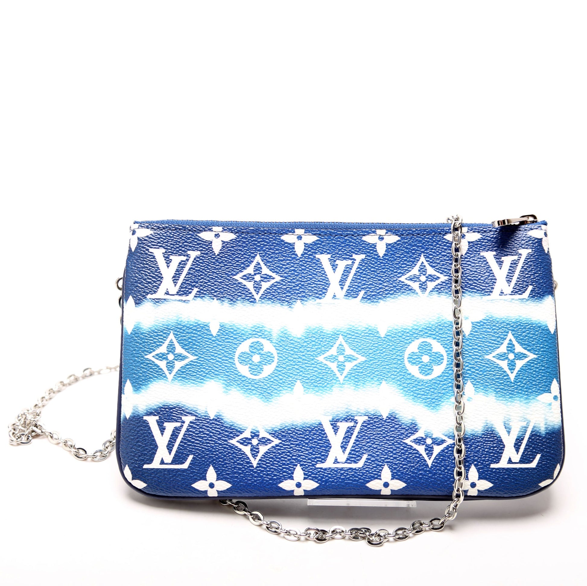 Louis Vuitton Double Zip Pochette Escale Blue Clutch Bag