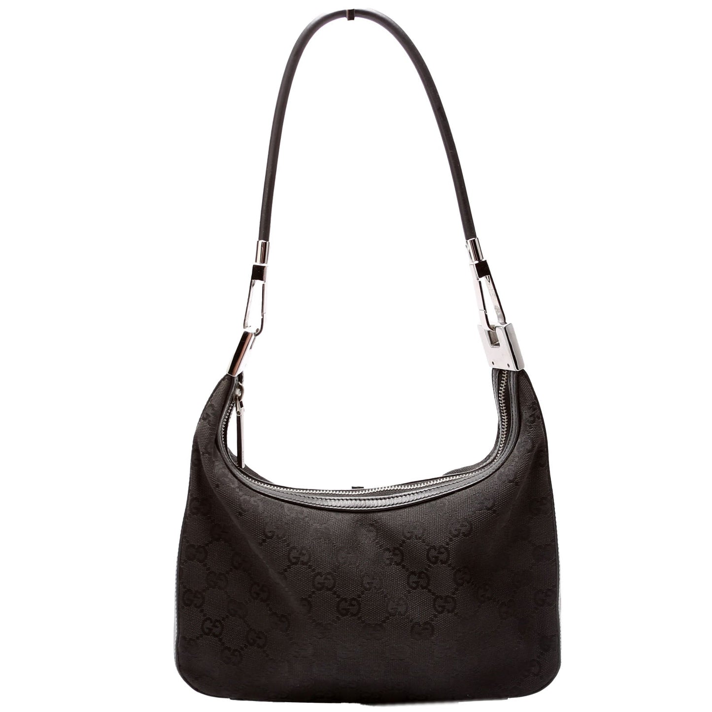 Gucci GG Clasp Canvas Black Small Shoulder Bag