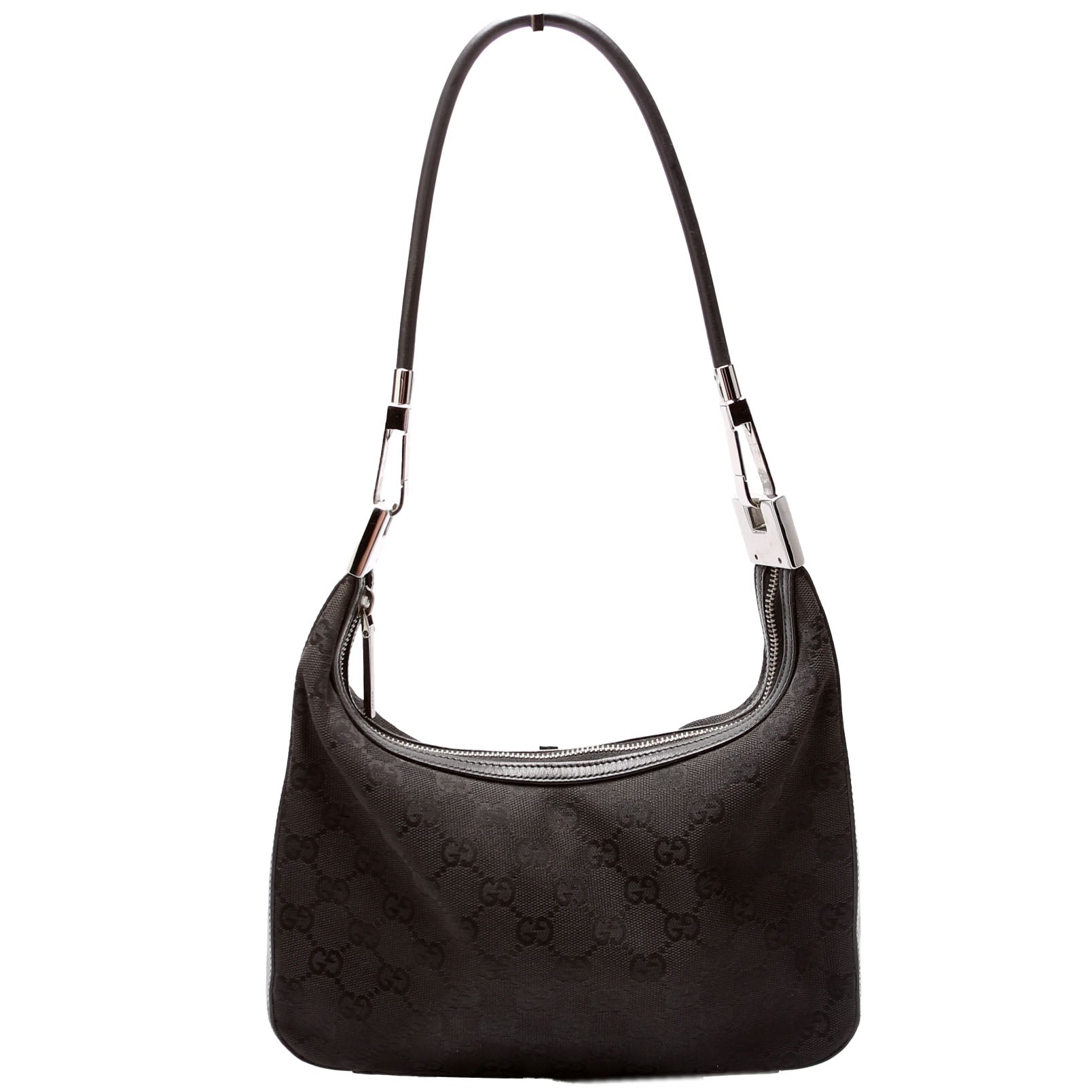 Gucci GG Clasp Canvas Black Small Shoulder Bag