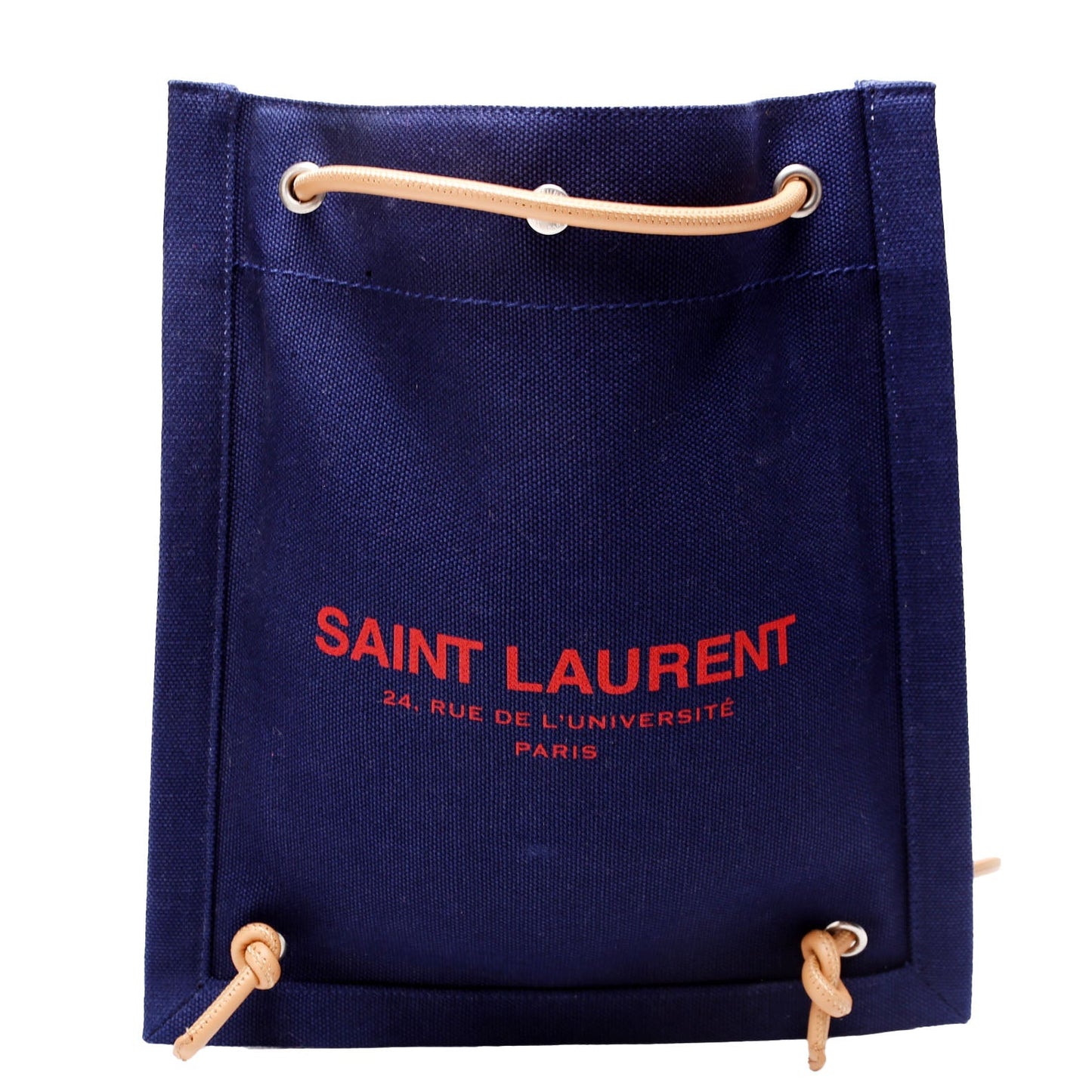 YSL Saint Laurent Saint Laurent Rive Gauche Backpack Linen Calfskin Blue Red