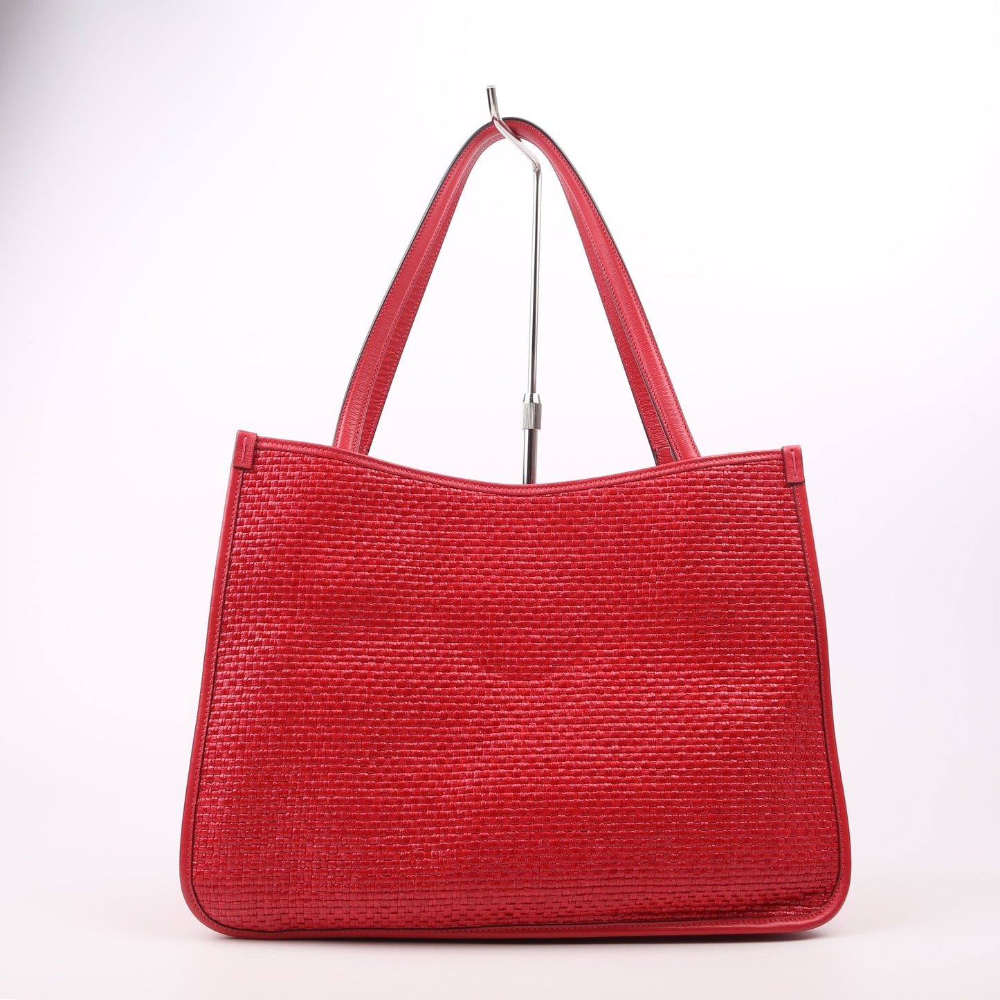 Gucci Horsebit Raffia Red Tote Bag