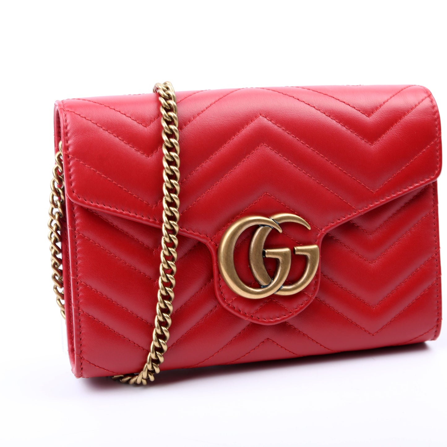 Gucci Marmont Red Chain Wallet Case Red 1