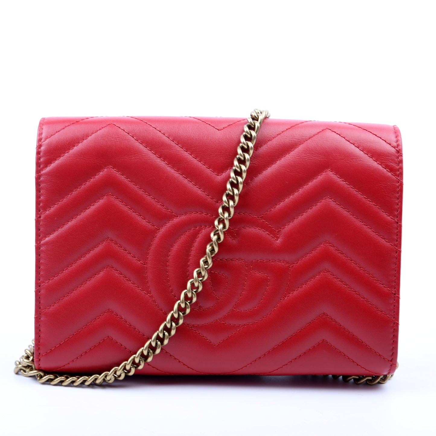 Gucci Marmont Red Chain Wallet Case Red 1