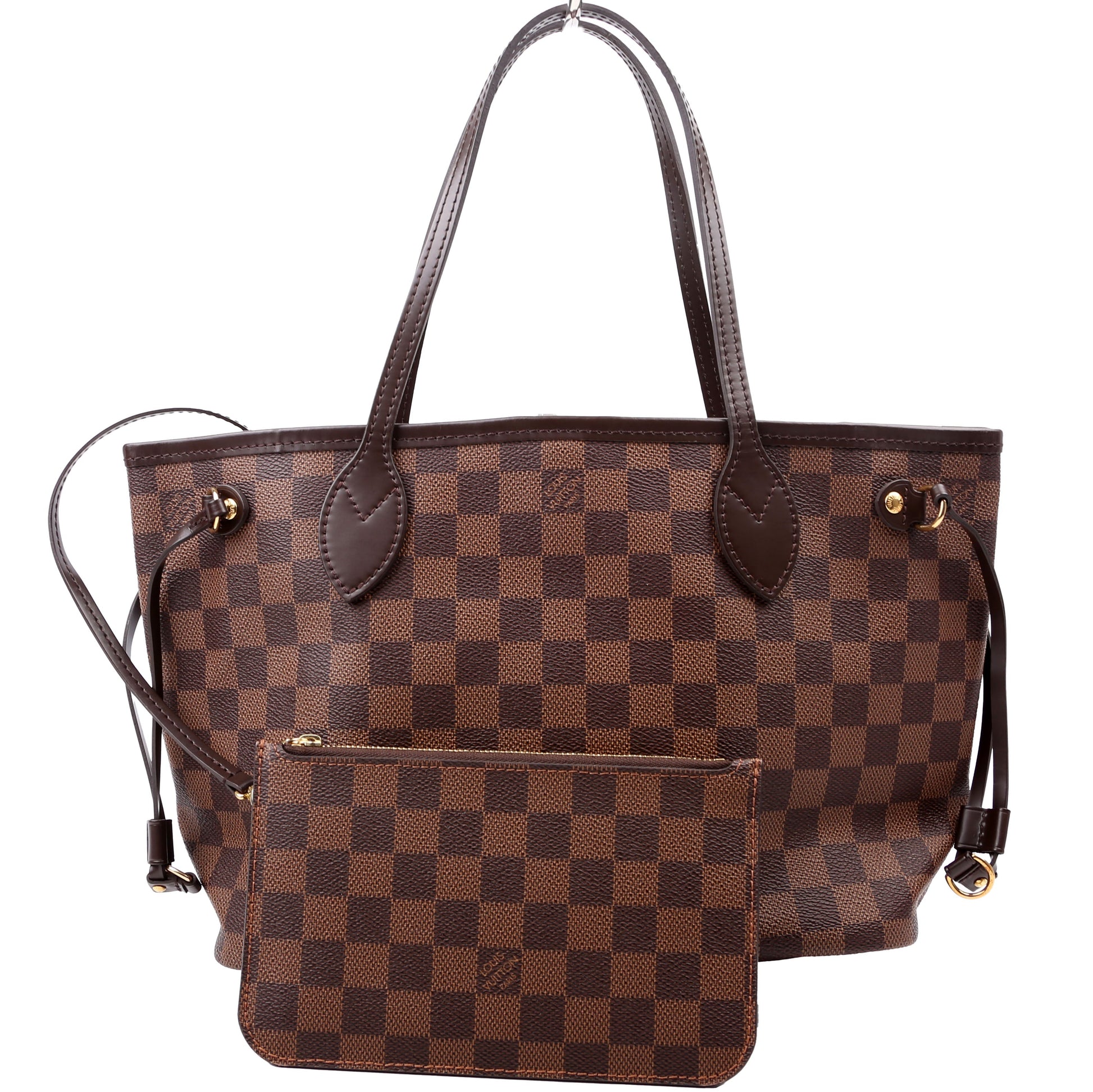 Louis Vuitton Neverfull PM Ebene Damier Red Wallet Case