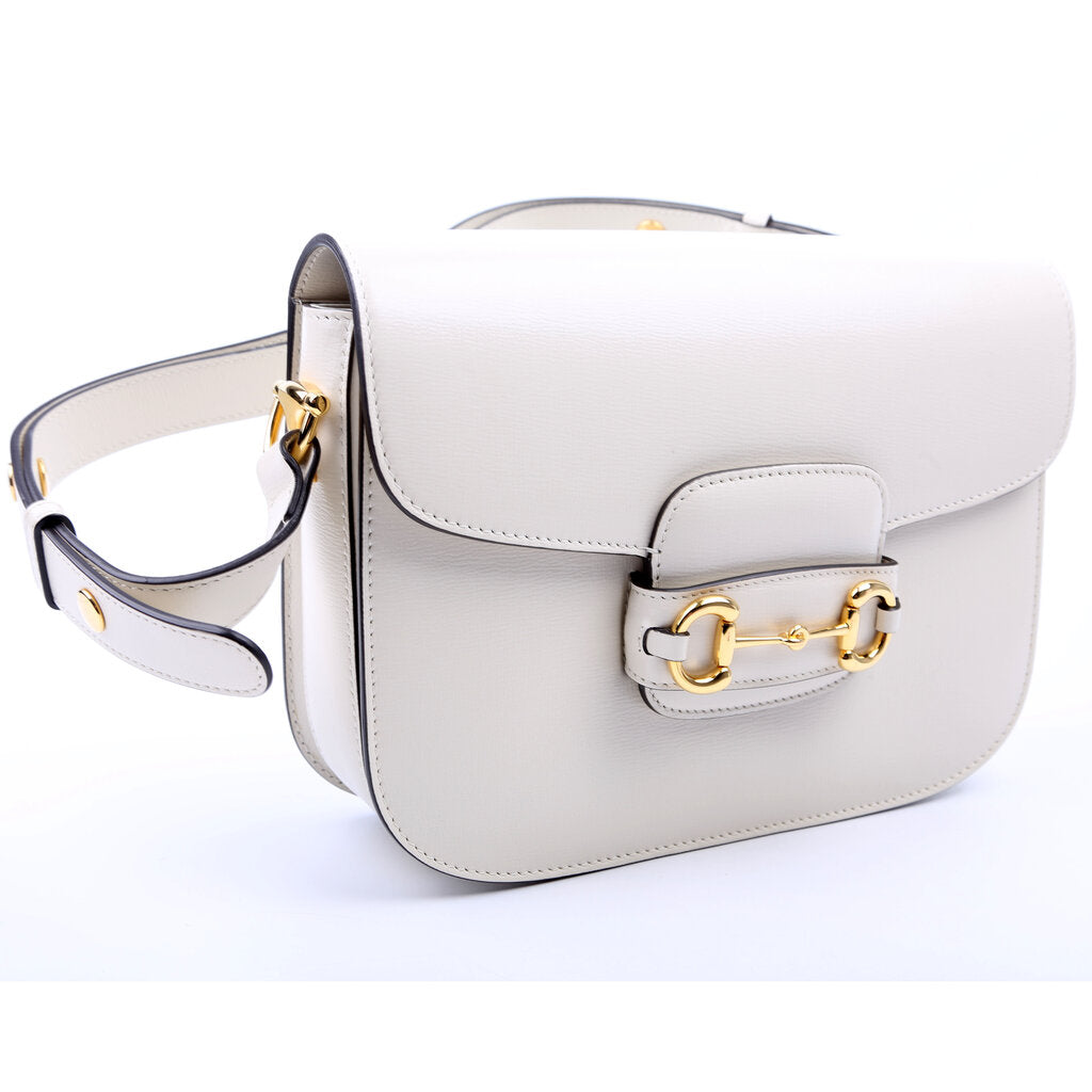 Gucci Horsebit Leather White Shoulder Bag