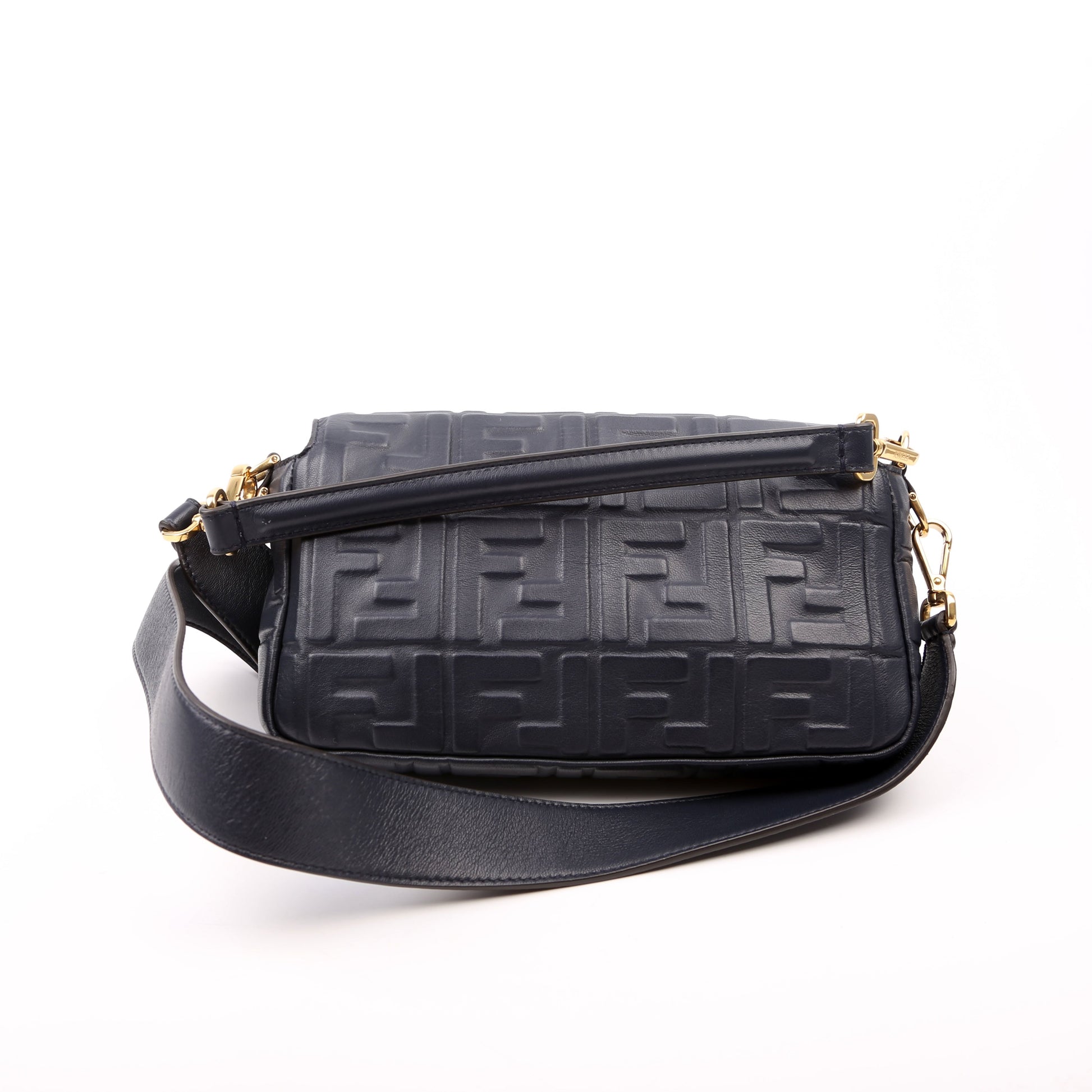 Fendi 8Br600Uette Ff Nappa Bag Blue Embossed Travel Bag
