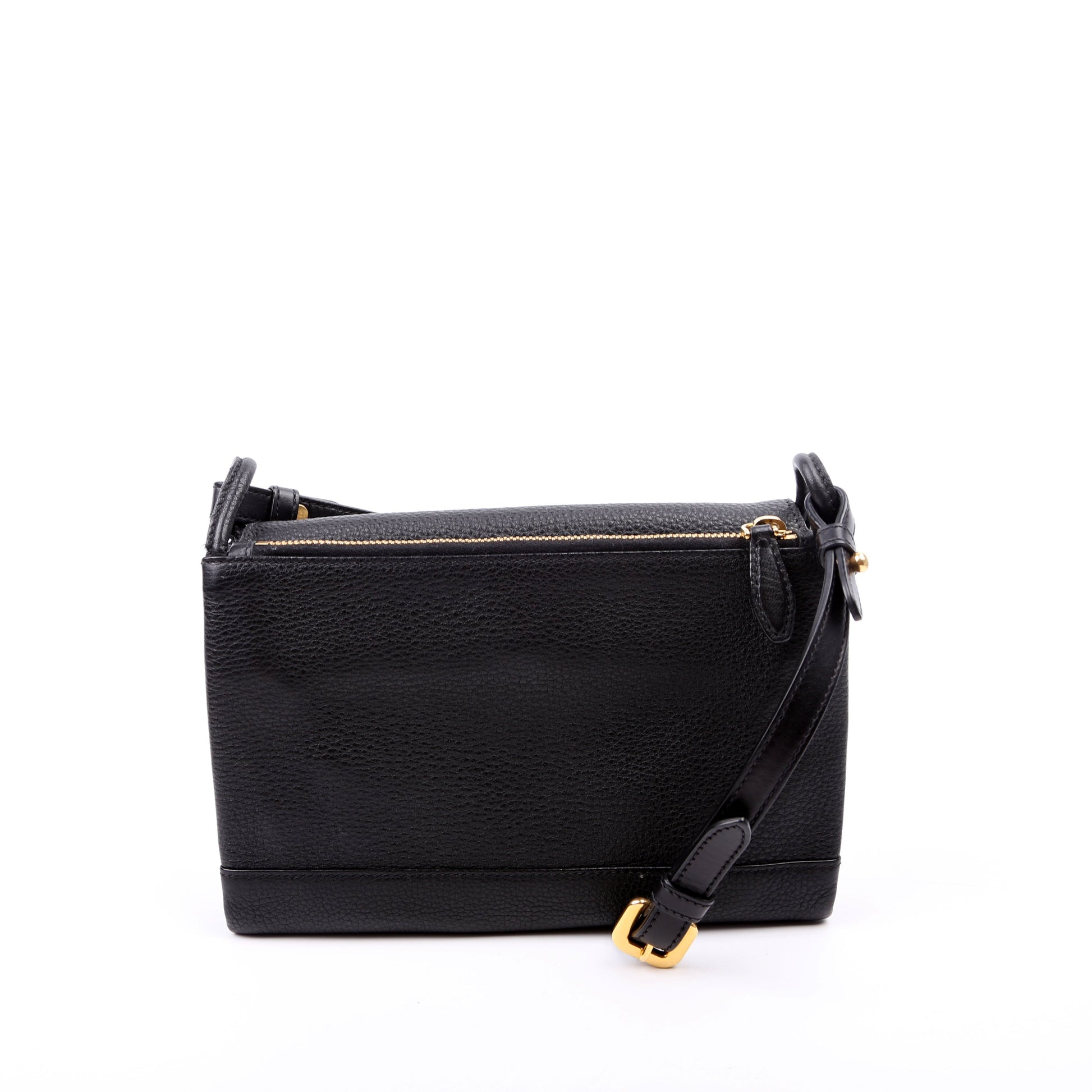 Prada Vitello Daino Zip Crossbody Bag Leather Black