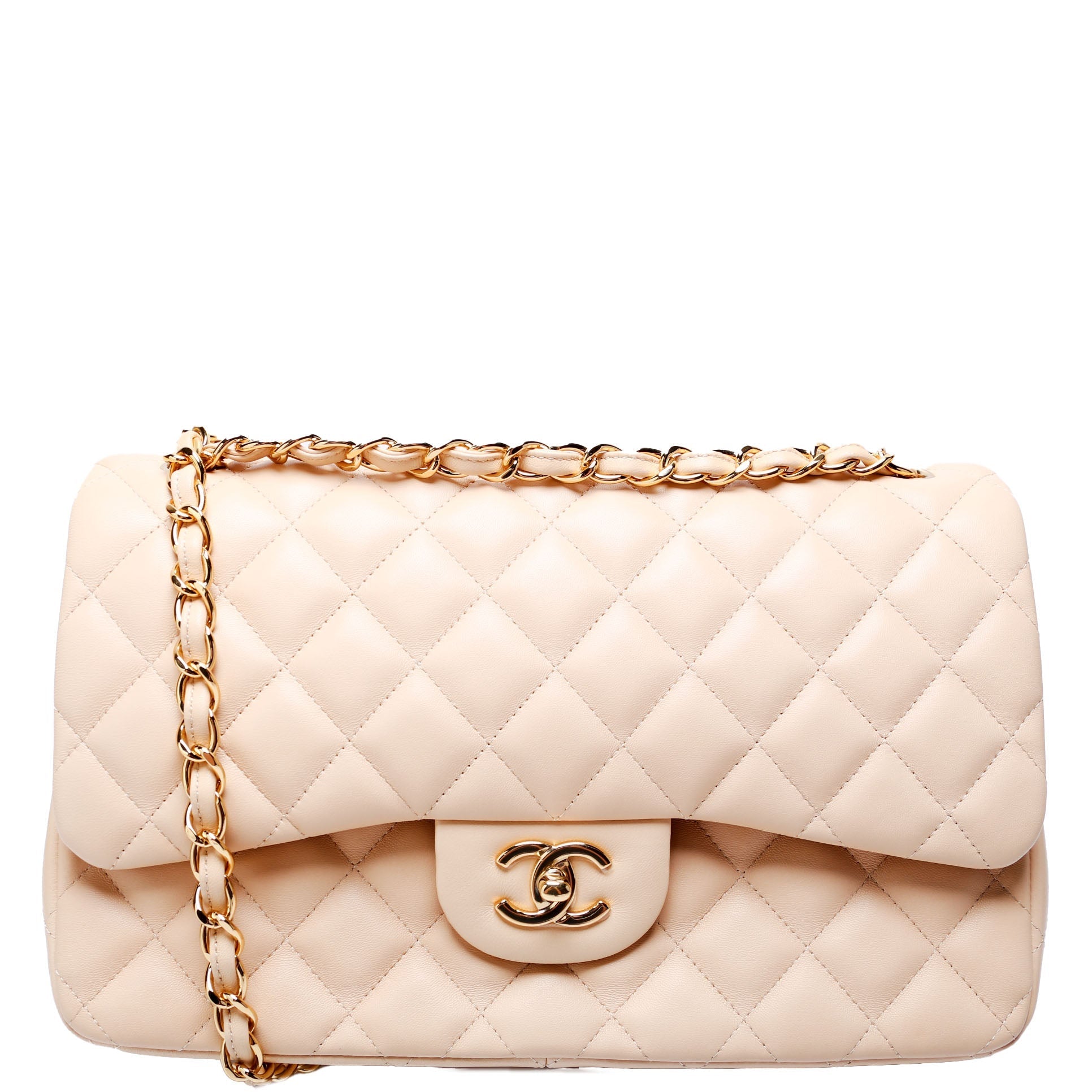 Chanel Classic Flap Jumbo Lambskin 24M Cream Beige Handbag