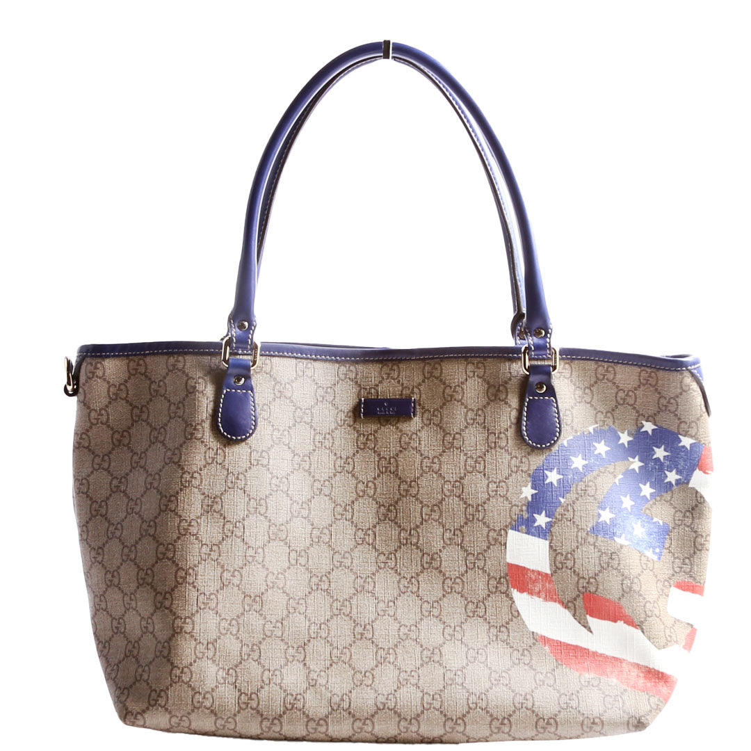 Gucci X Unicef American Flag GG Supreme Tote Bag