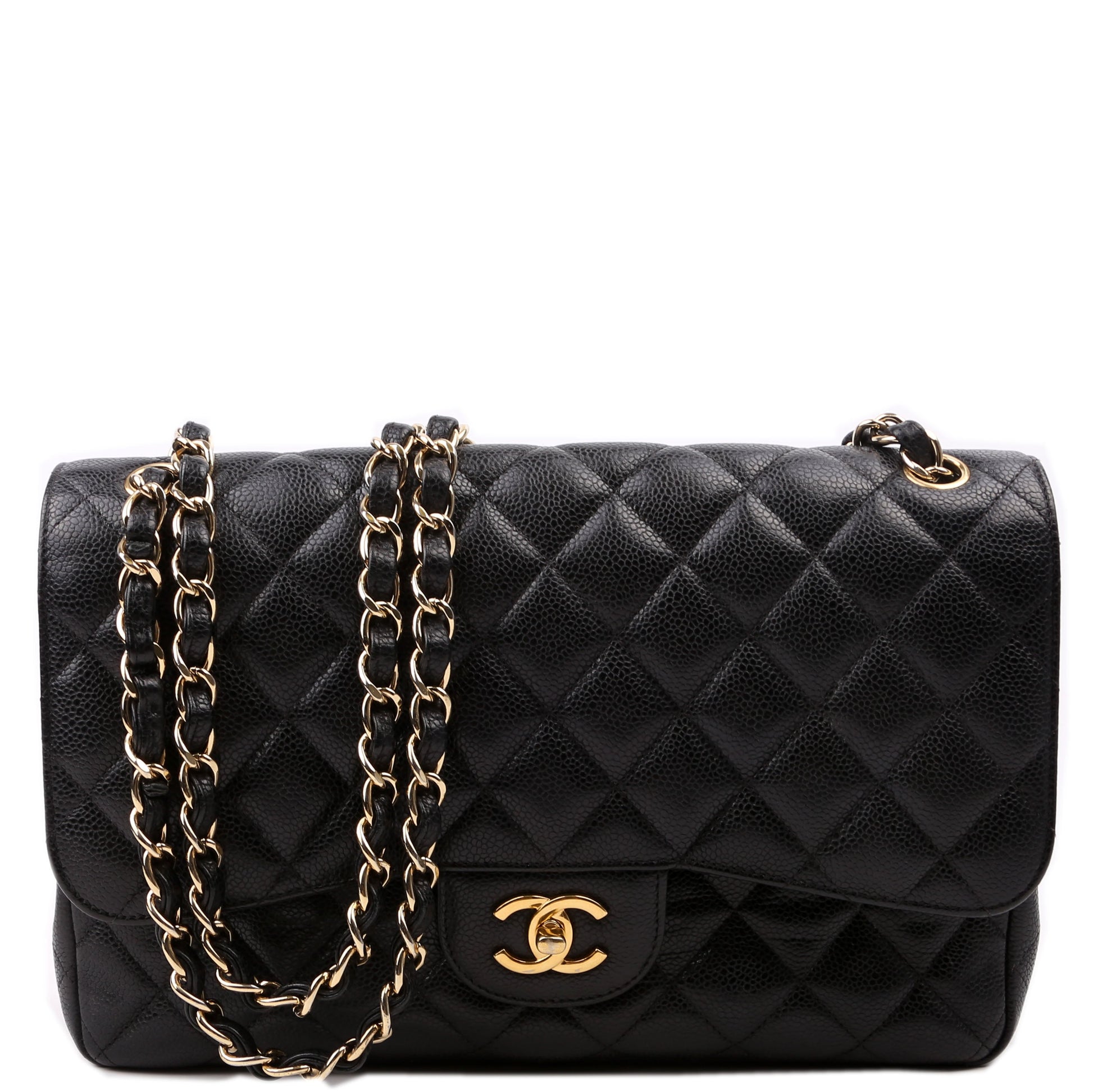 Chanel Classic Flap Jumbo Caviar Leather Black 17-2-M