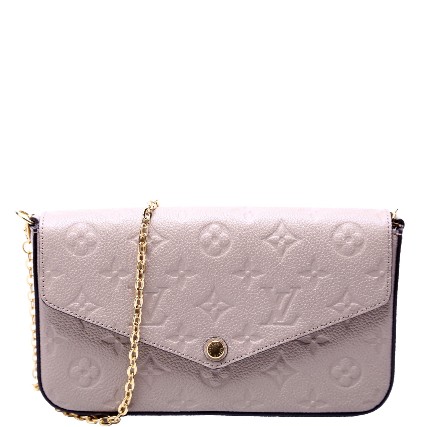 Louis Vuitton Pochette Felicie Turtle Dove Empreinte Clutch Bag