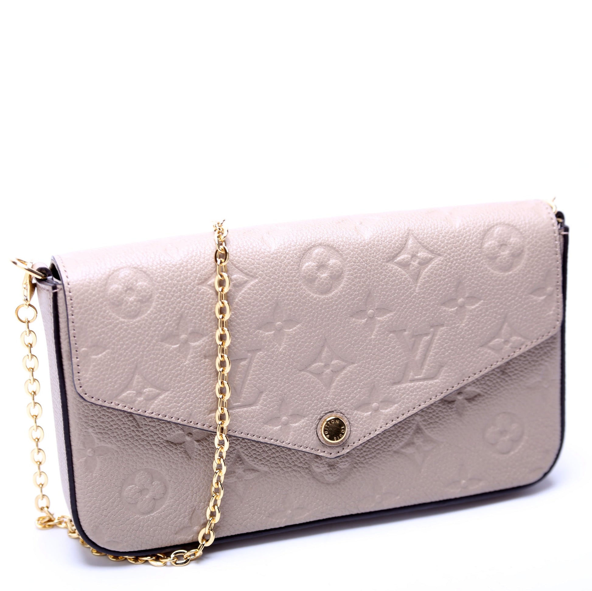 Louis Vuitton Pochette Felicie Turtle Dove Empreinte Clutch Bag