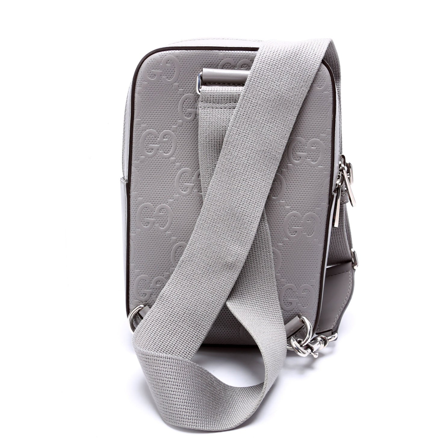 Gucci GG Embossed Sling Backpack Gray
