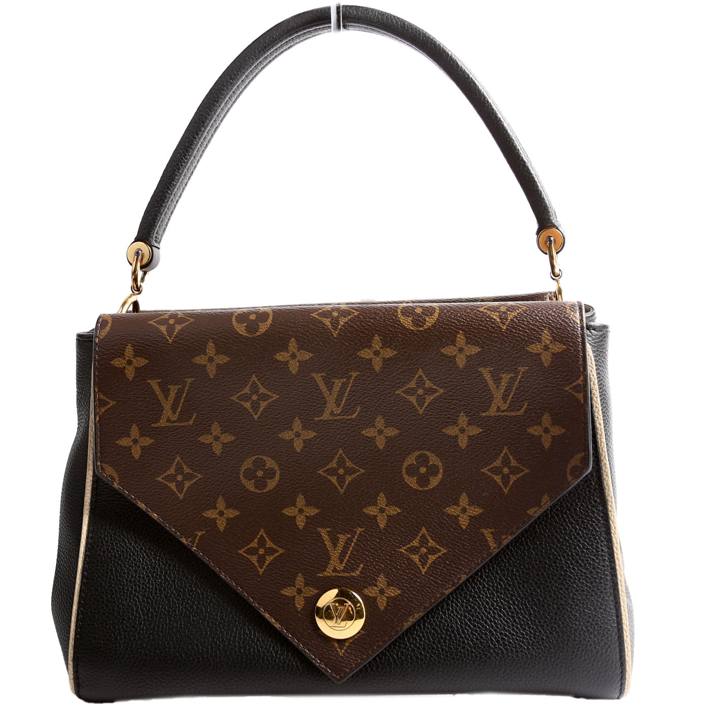 Louis Vuitton Double V Leather Black Handbag Black 1