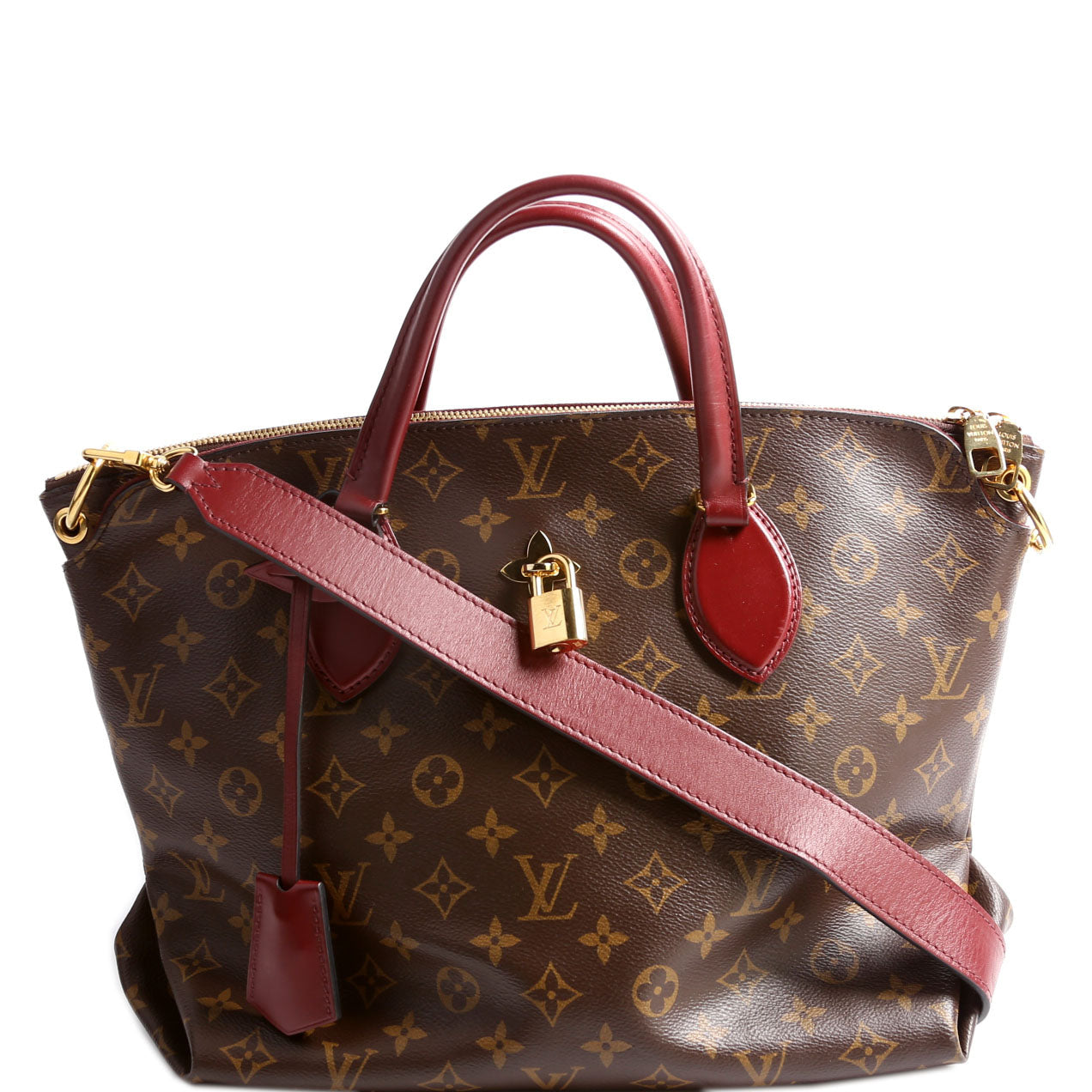 Louis Vuitton Flower Zipped MM Berry Monogram Tote Bag Berry 1