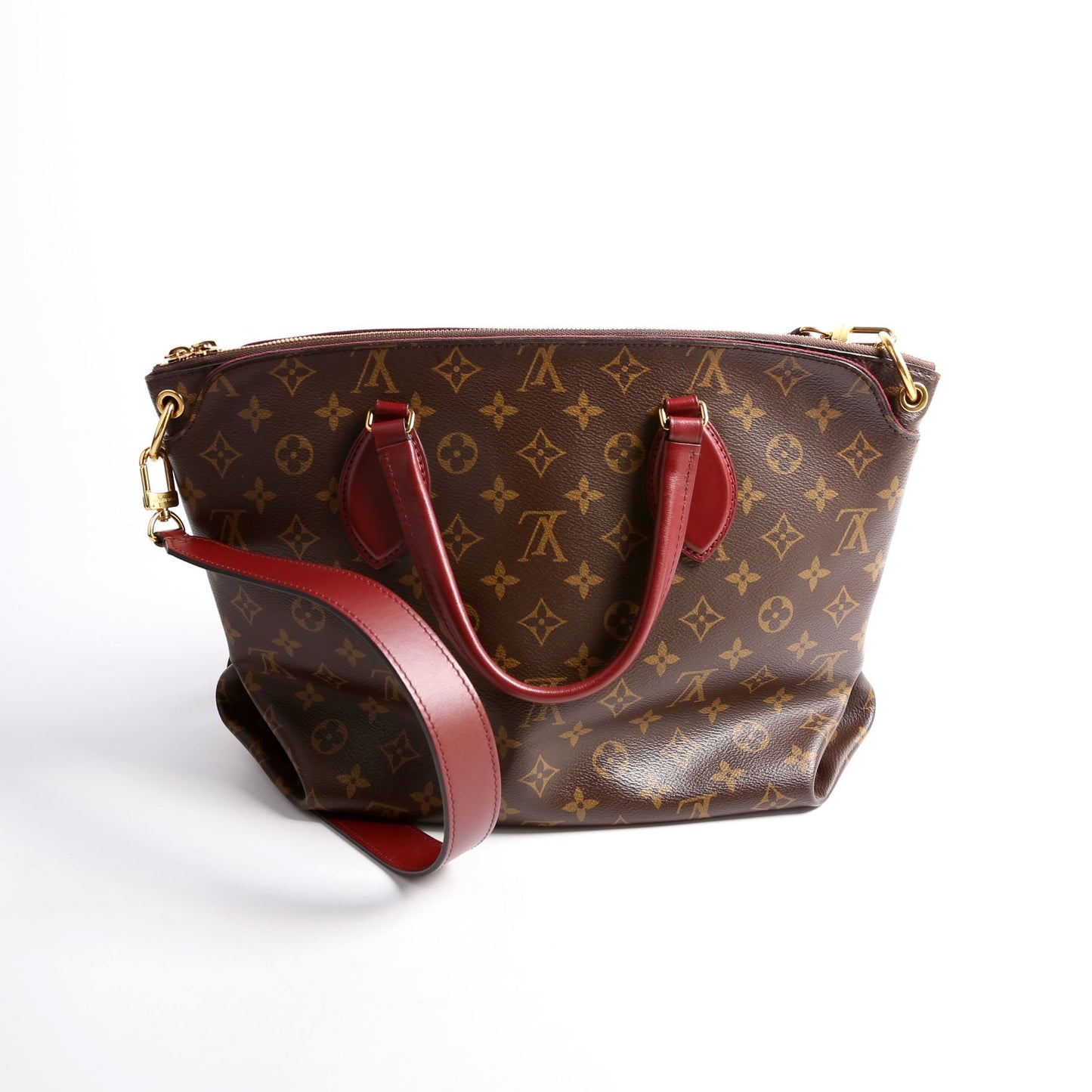 Louis Vuitton Flower Zipped MM Berry Monogram Tote Bag Berry 1