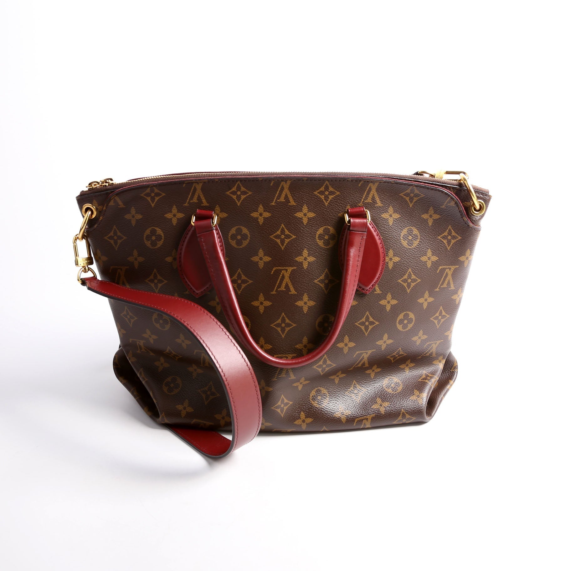 Louis Vuitton Flower Zipped MM Berry Monogram Tote Bag Berry 1