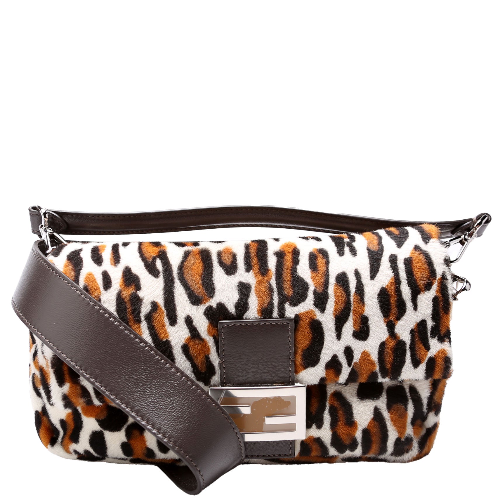 Fendi 8Br600 Leopard Printuette Calfskin Hair Bag Travel Bag