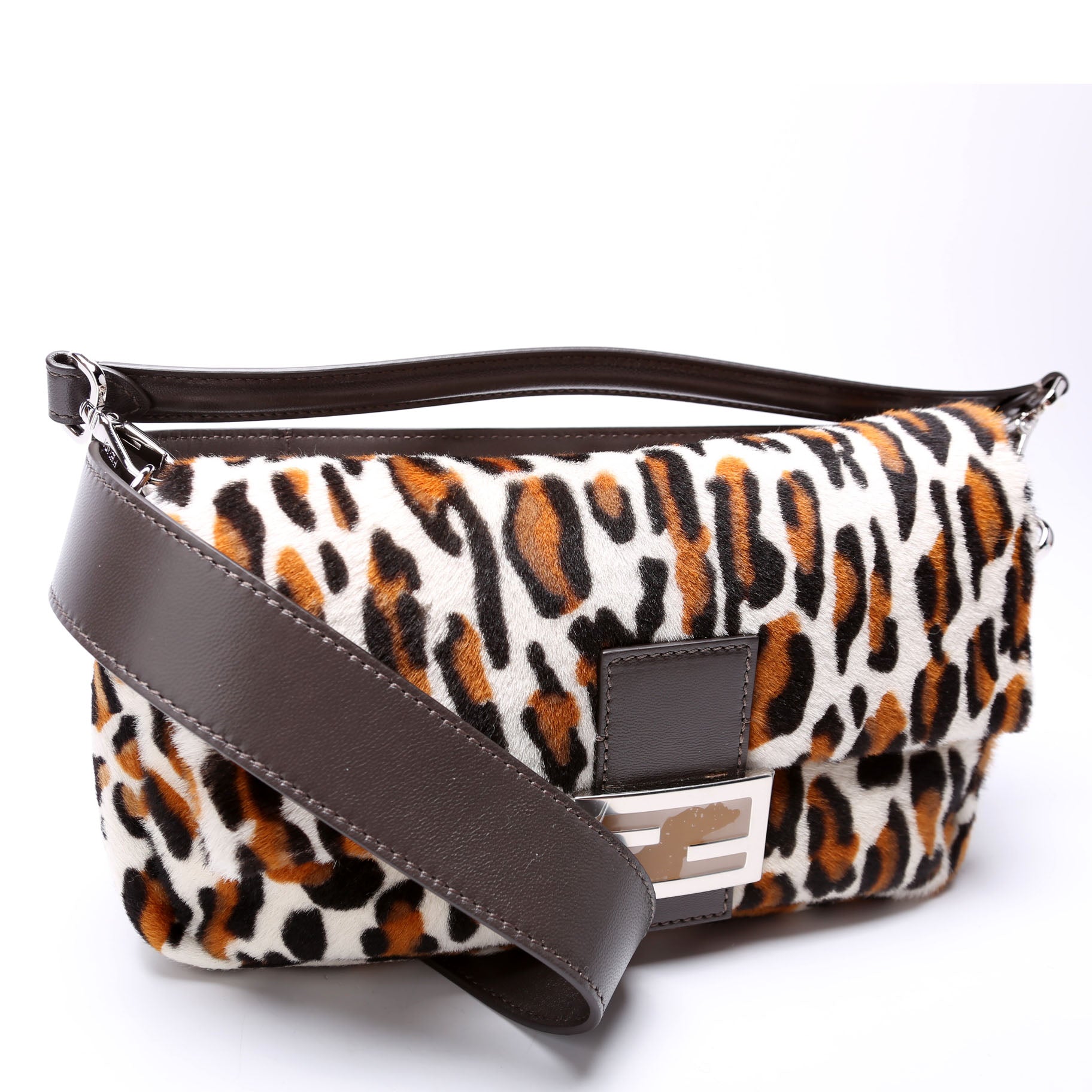 Fendi 8Br600 Leopard Printuette Calfskin Hair Bag Travel Bag
