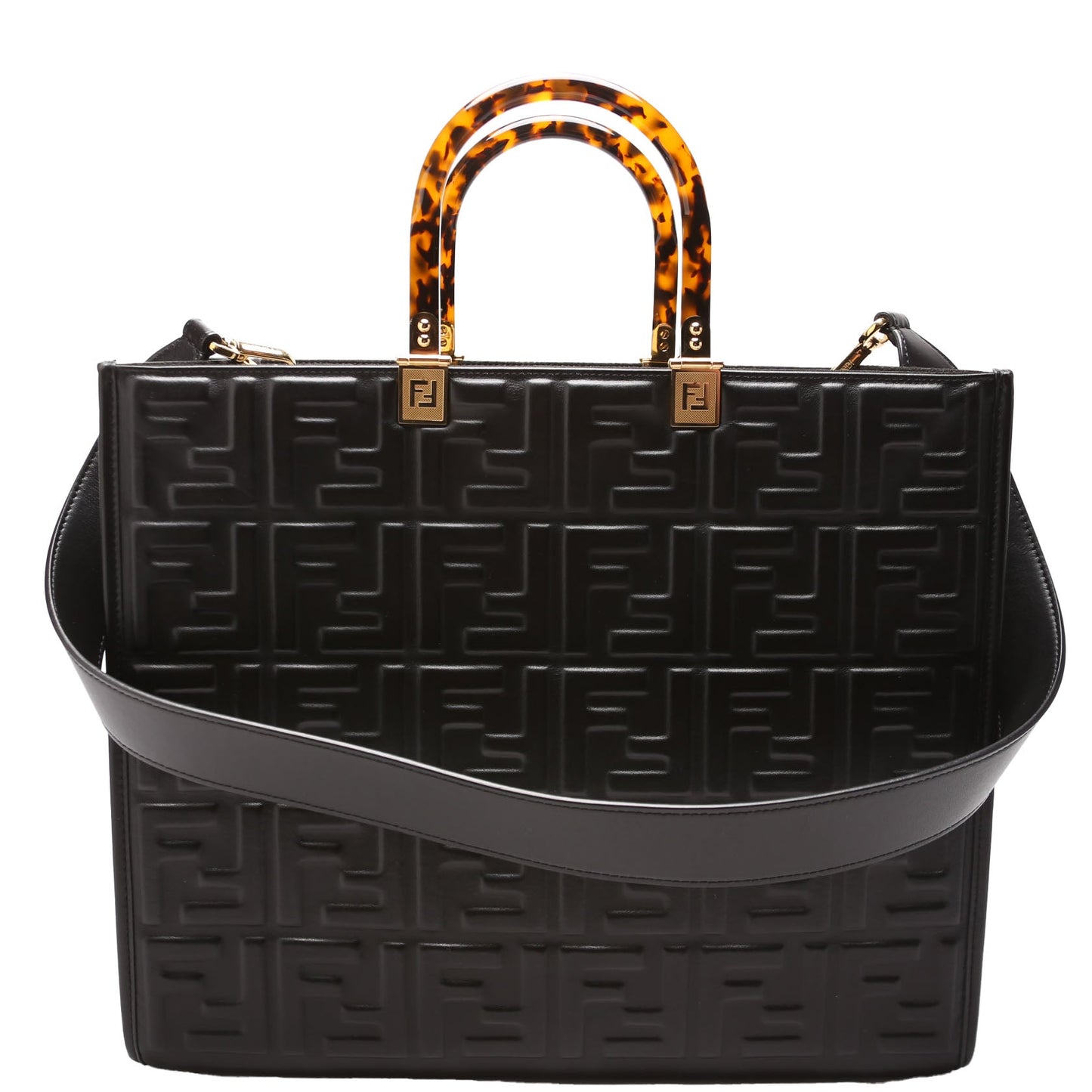 Fendi 8Bh386 Sunshine Shopper Bag Leather Black Medium Travel Bag