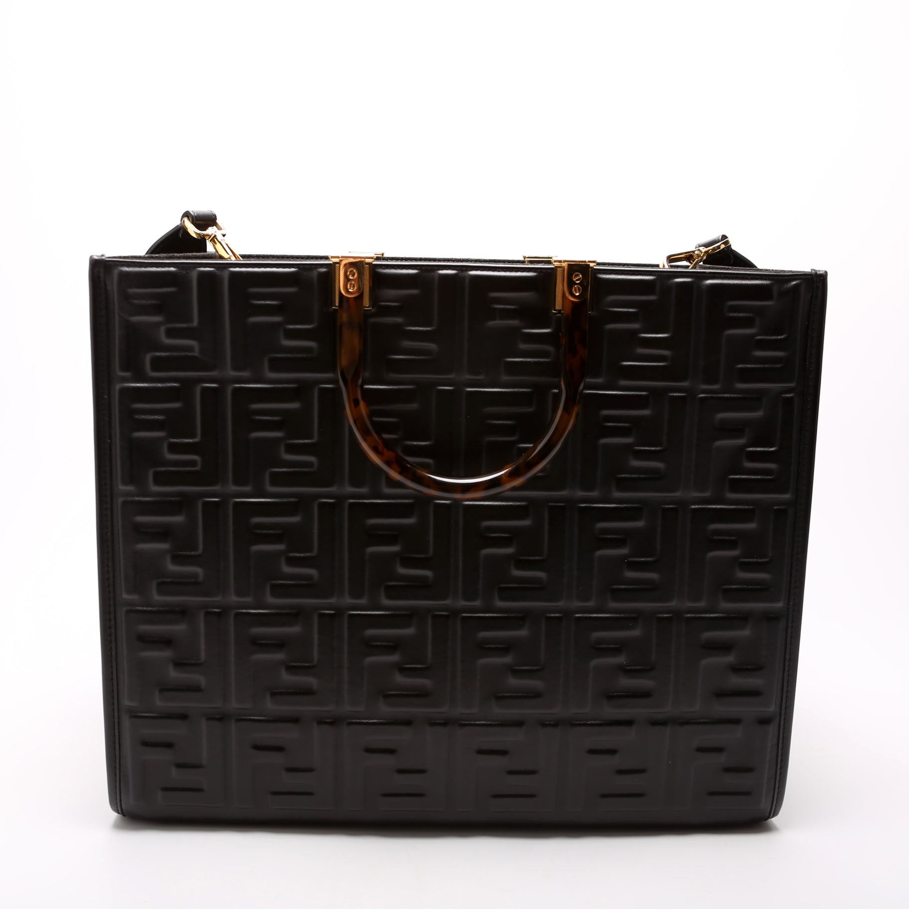 Fendi 8Bh386 Sunshine Shopper Bag Leather Black Medium Travel Bag