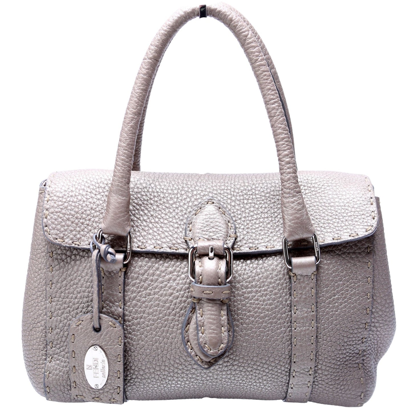 Fendi 8Br486 Selleria Linda Handle Bag Silver Mini Travel Bag