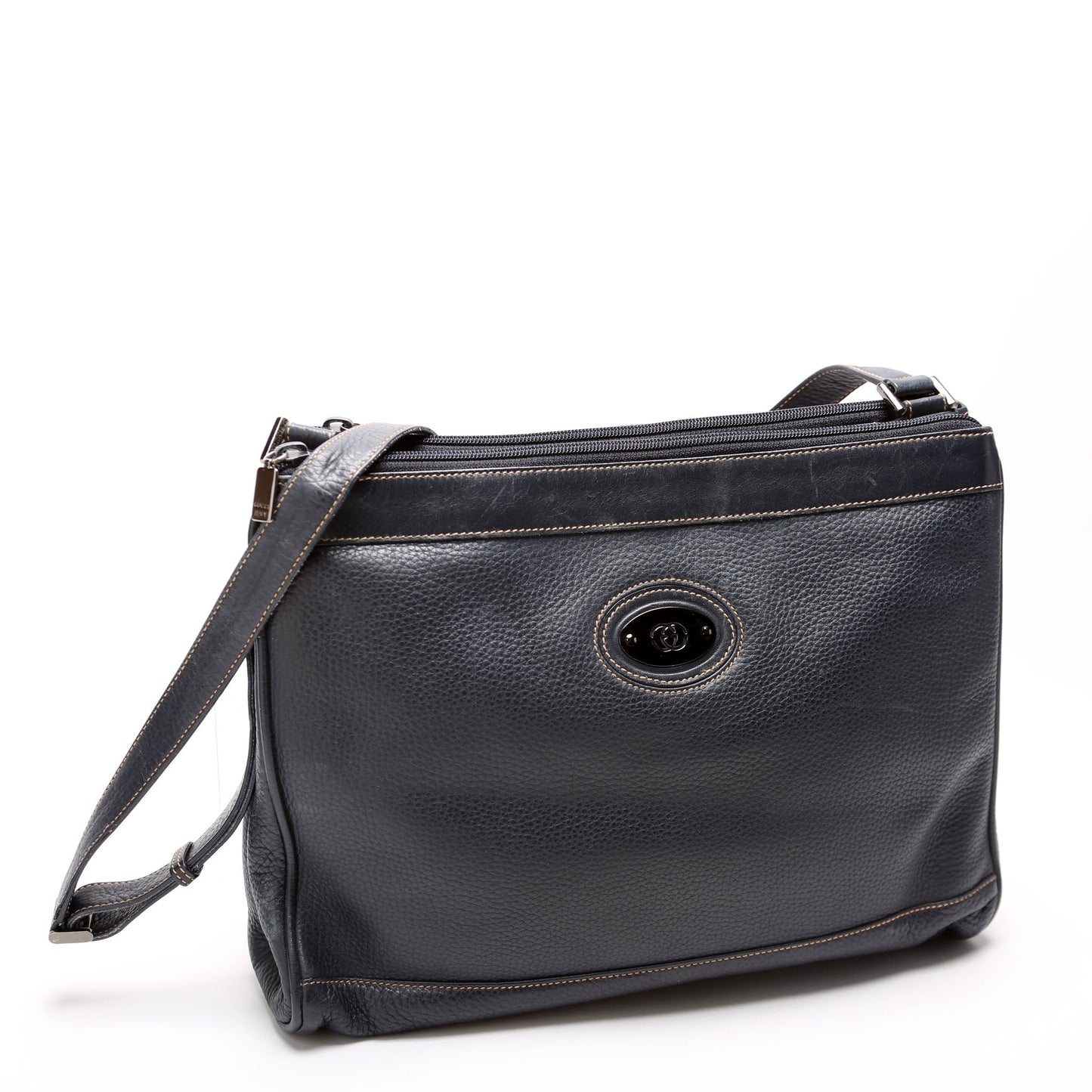 Gucci 001 110 Interlocking G Calfskin Navy Shoulder Bag