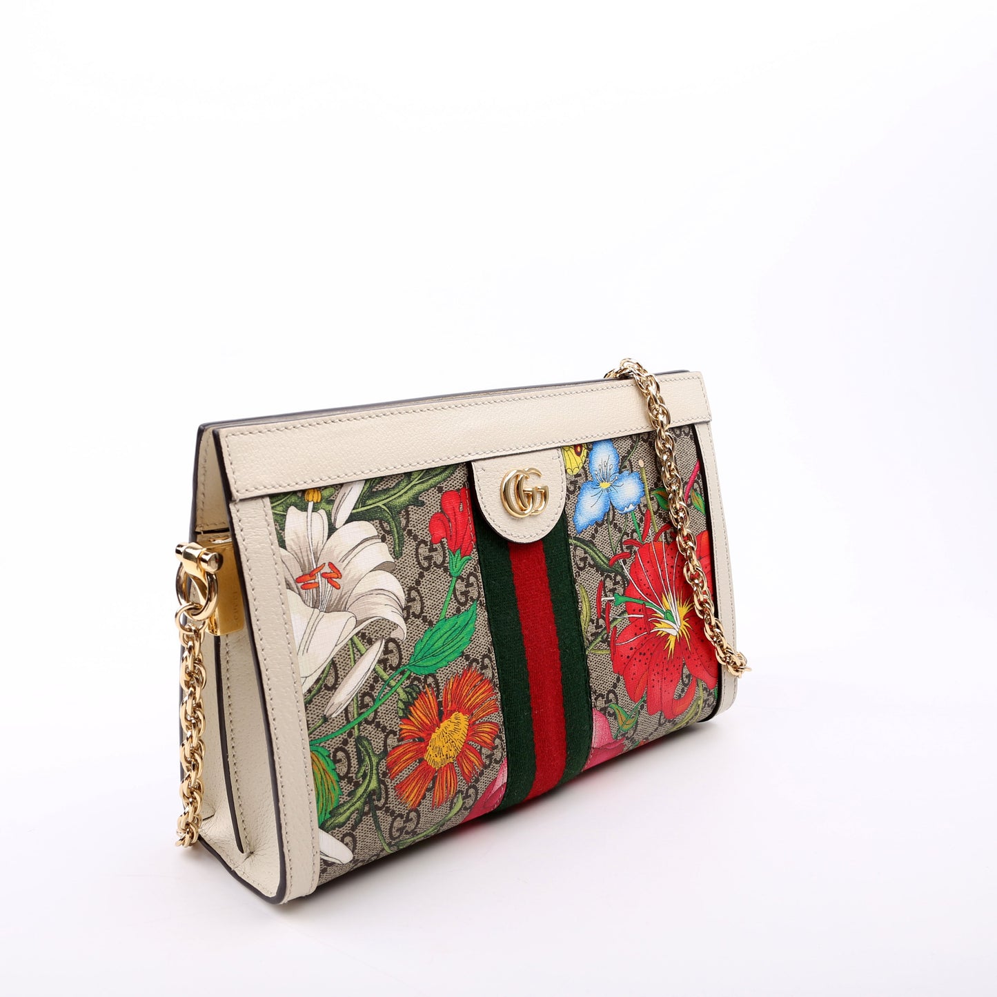 Gucci GG Supreme Flora Ophidia White Small Chain Travel Bag White 4