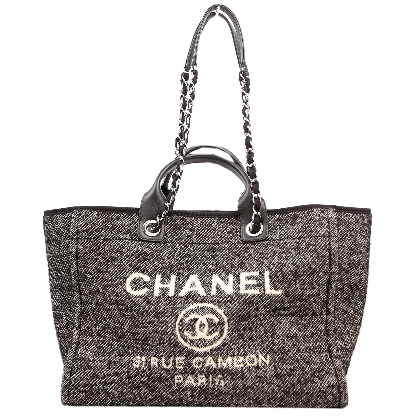 Chanel Deauville Mixed Fibers Black Handbag