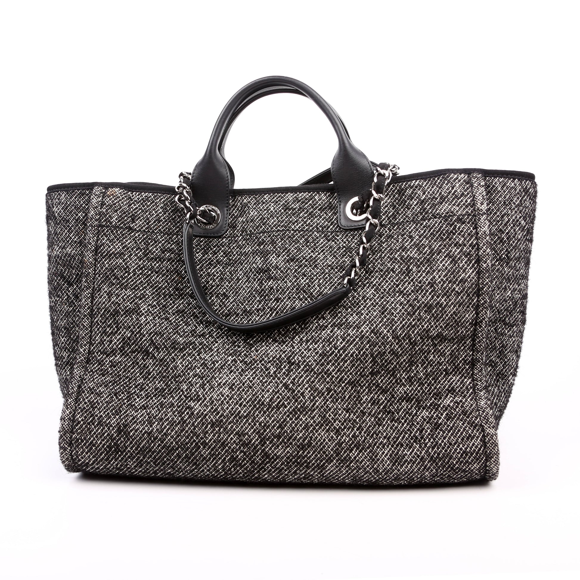 Chanel Deauville Mixed Fibers Black Handbag