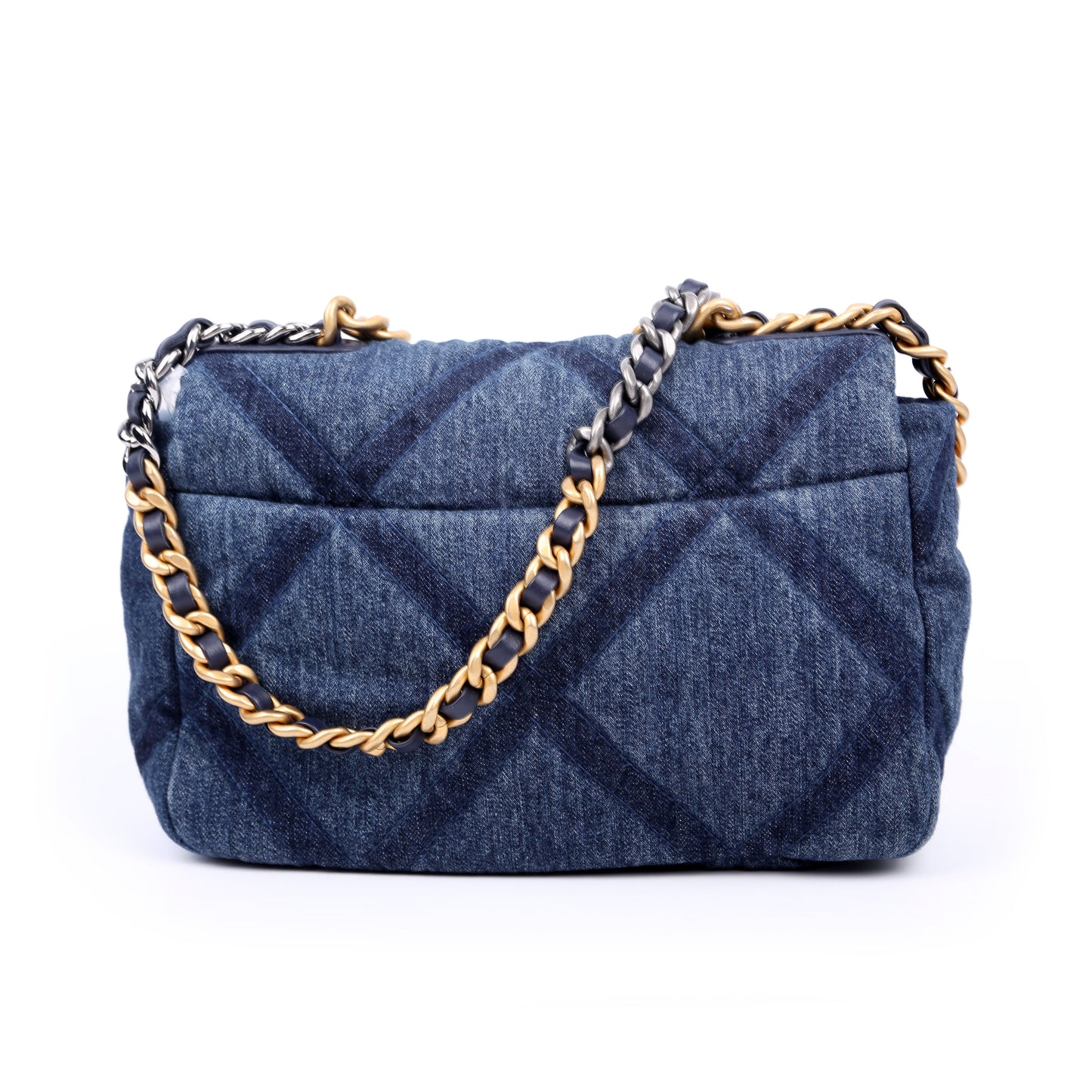 Chanel Quilted Denim 19 Blue Small Handbag