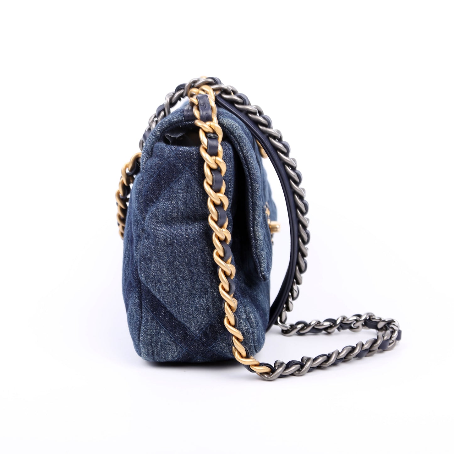 Chanel Quilted Denim 19 Blue Small Handbag