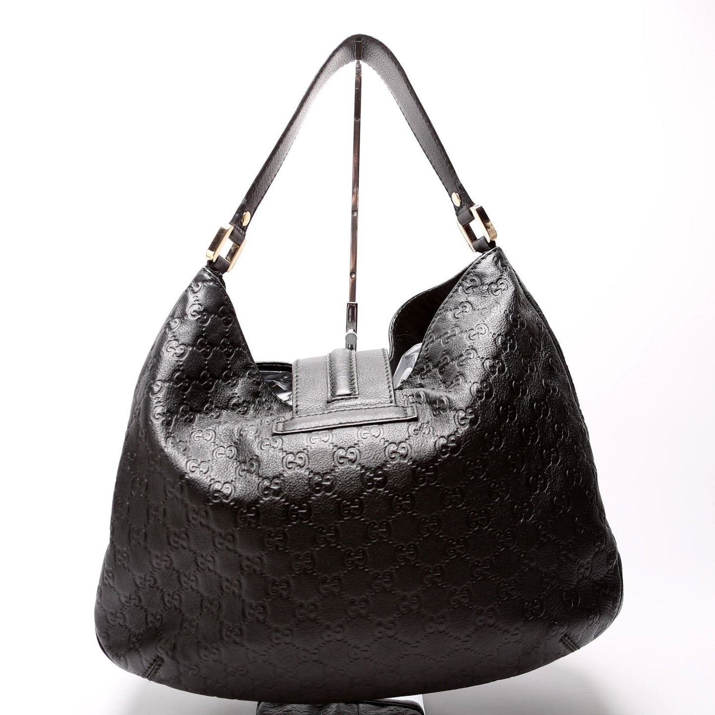 Gucci GG Leather Black Large Shoulder Bag