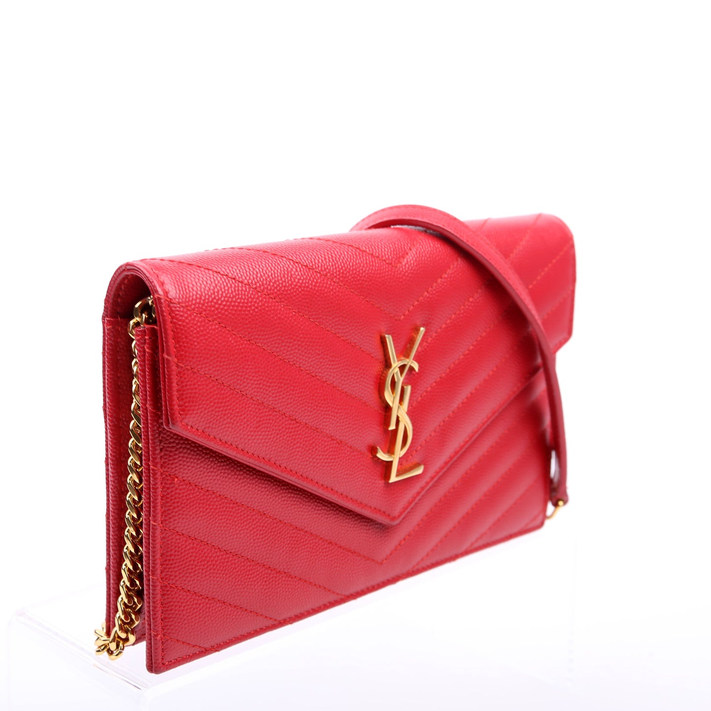 YSL Saint Laurent Saint Laurent Envelope Wallet Bag Red Chain Travel Bag
