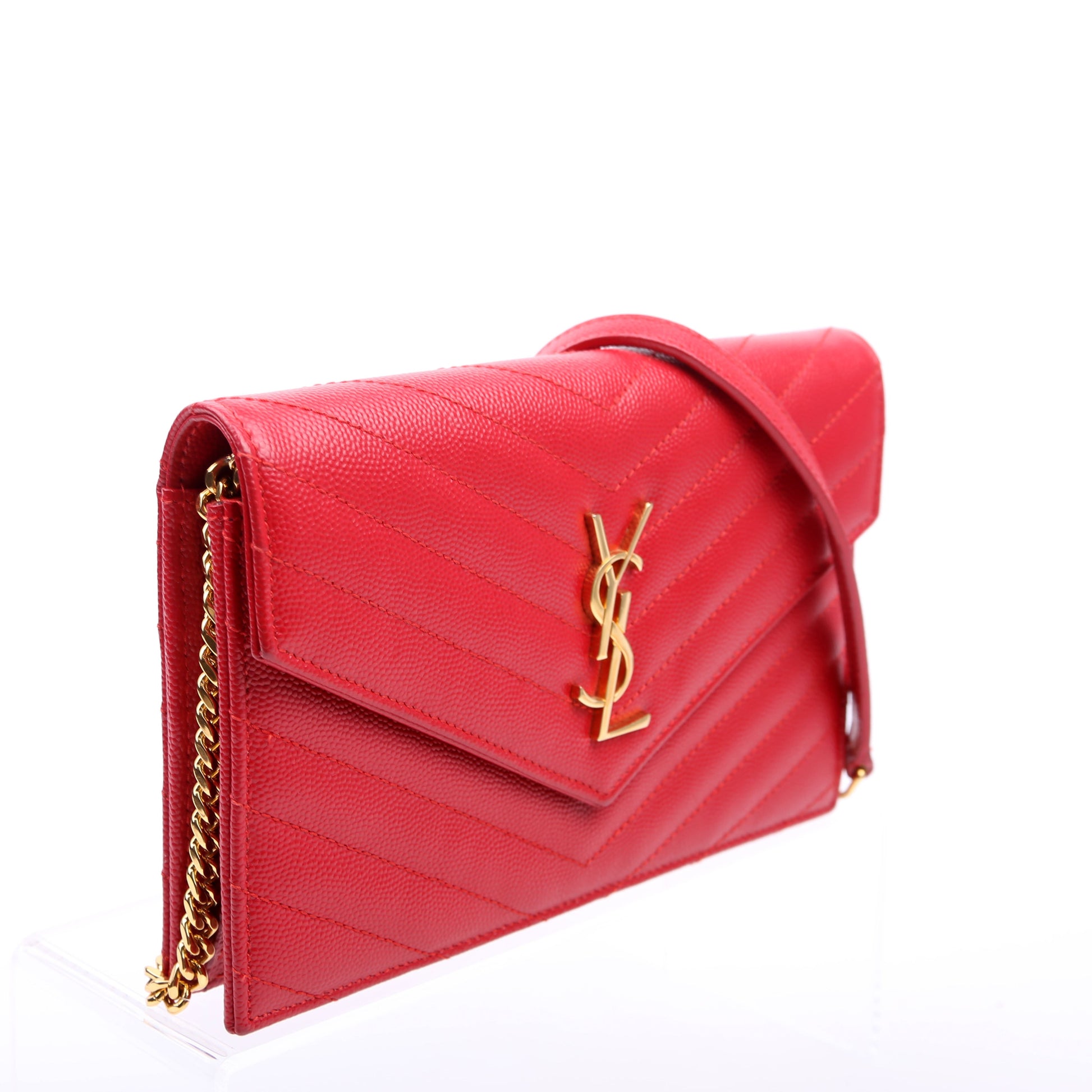 YSL Saint Laurent Saint Laurent Envelope Wallet Bag Red Chain Travel Bag