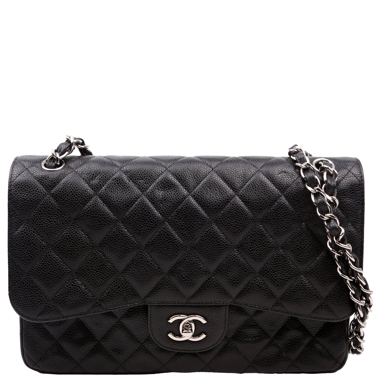 Chanel Classic Flap Jumbo Caviar 14-16M Black Handbag