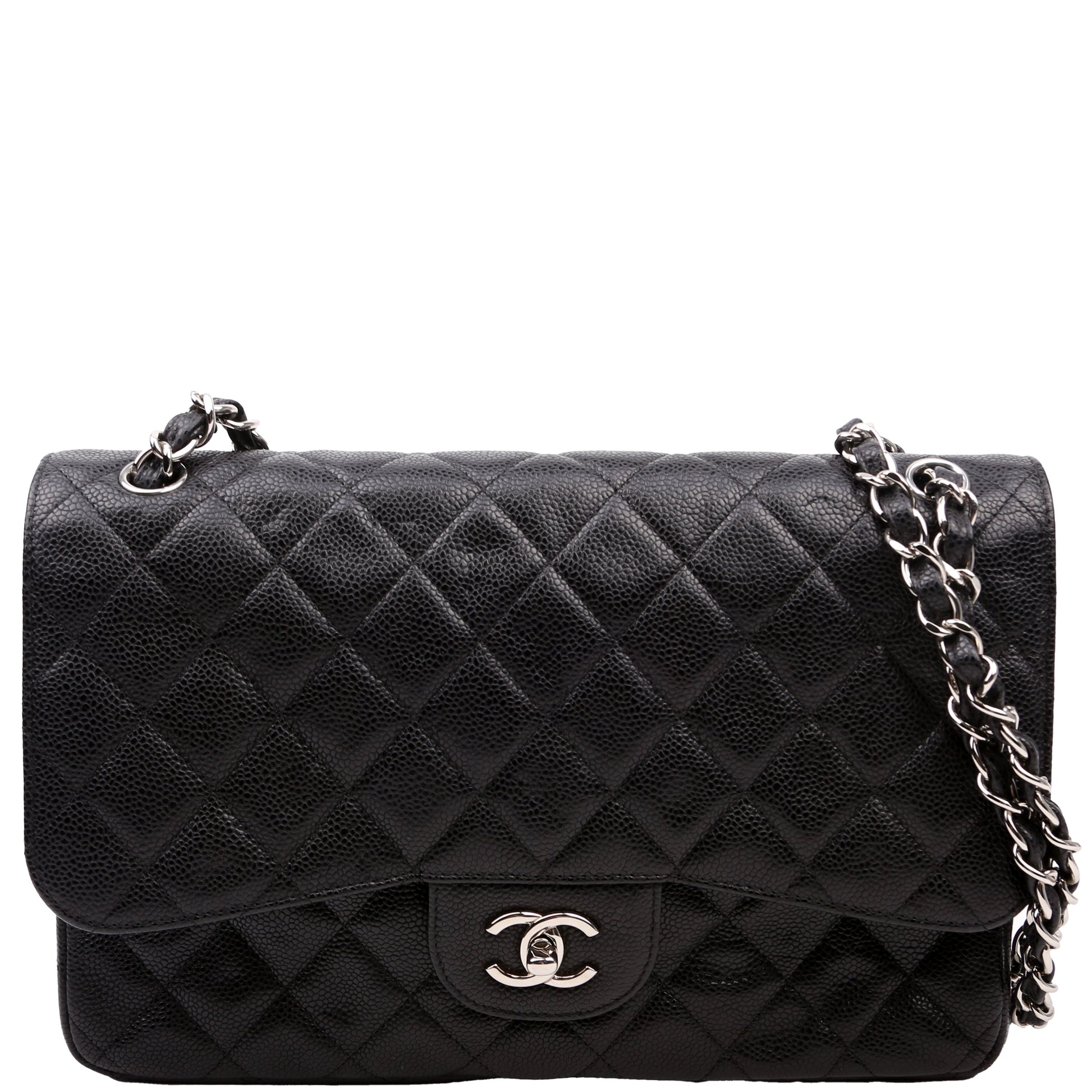 Chanel Classic Flap Jumbo Caviar 14-16M Black Handbag