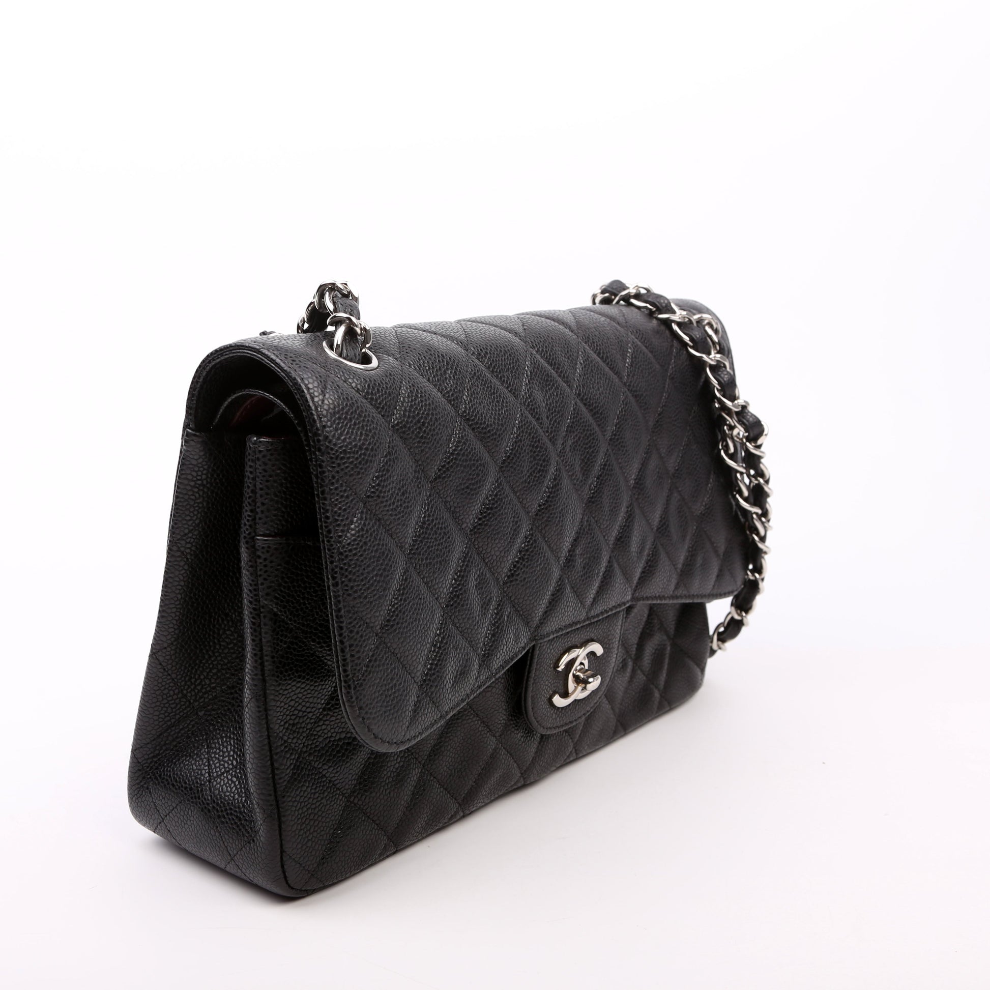 Chanel Classic Flap Jumbo Caviar 14-16M Black Handbag