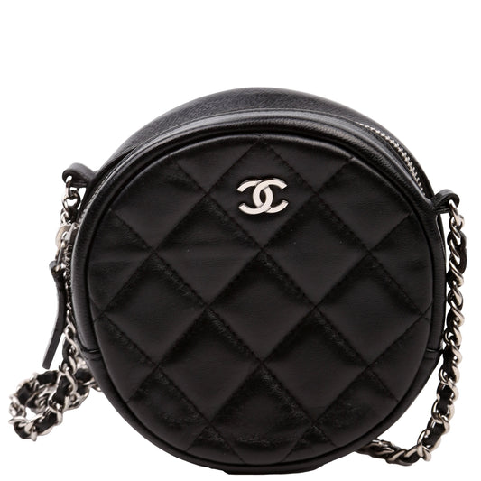 Chanel Classic Round Black Clutch Bag