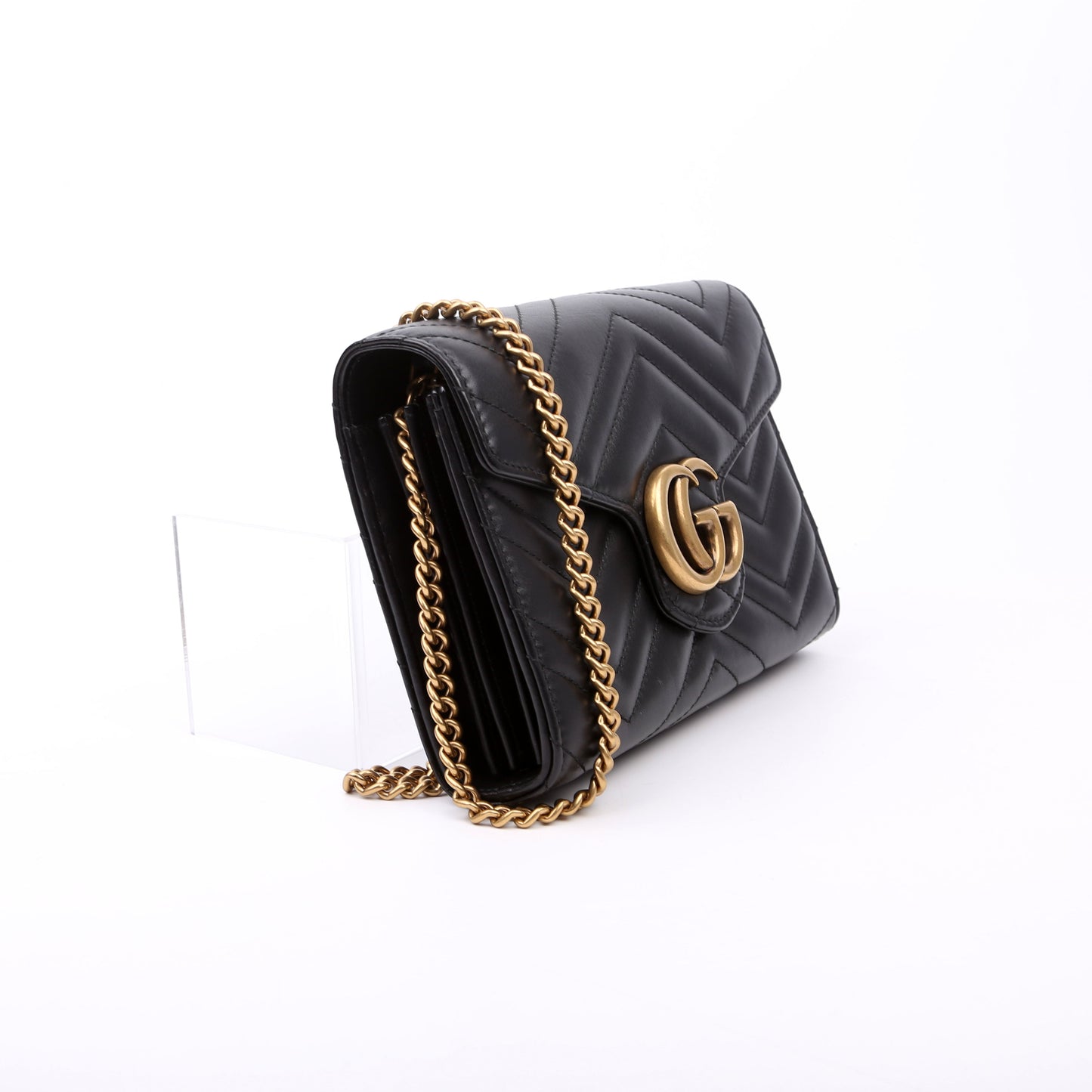 Gucci Marmont Black Chain Wallet Case Black 4