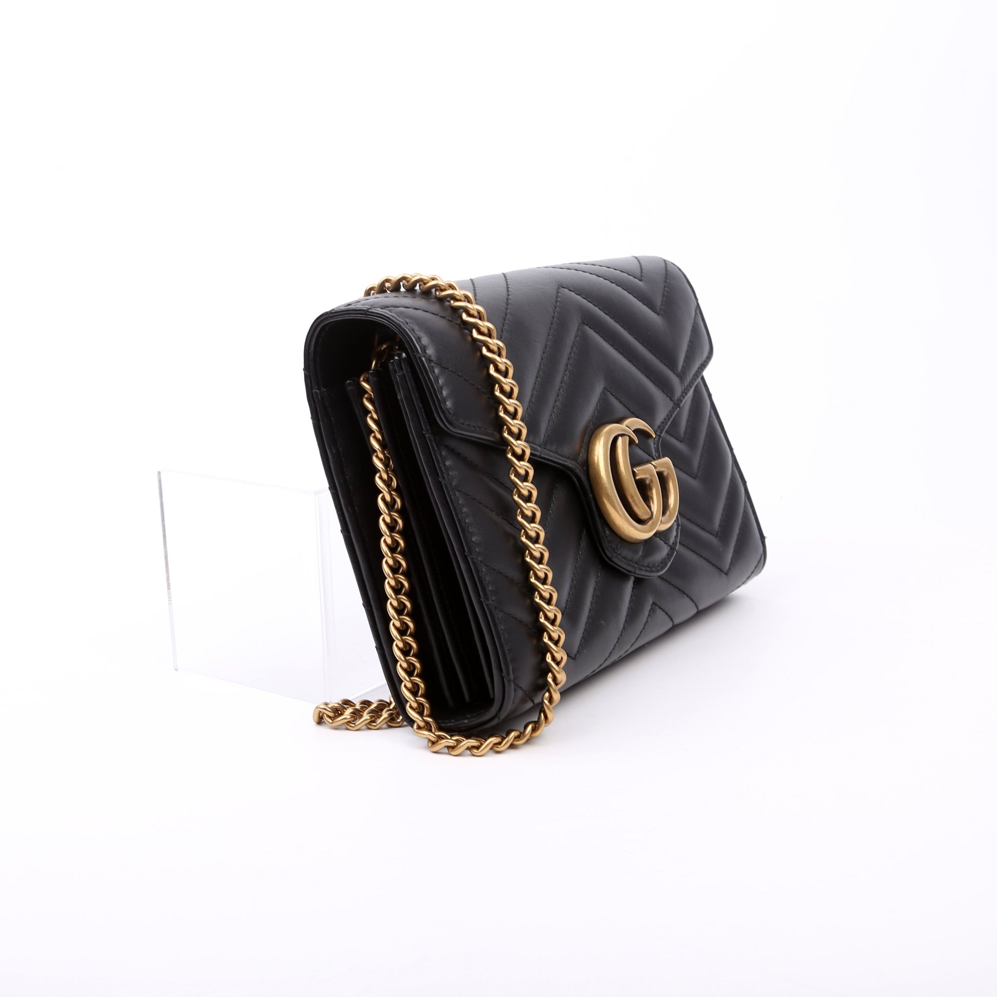 Gucci Marmont Black Chain Wallet Case Black 4
