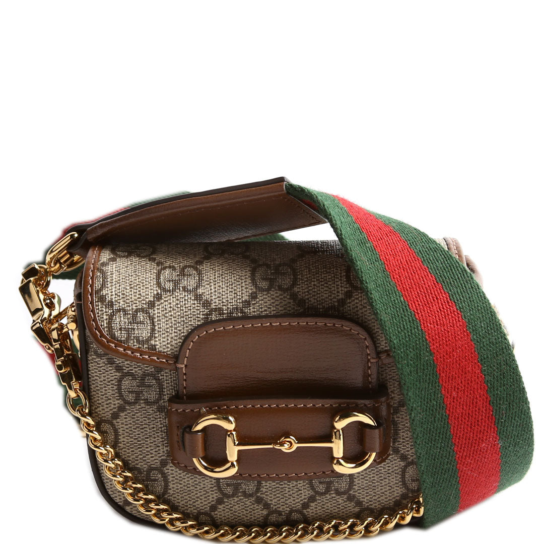 Gucci Horsebit GG Supreme On Strap Brown Wallet Case