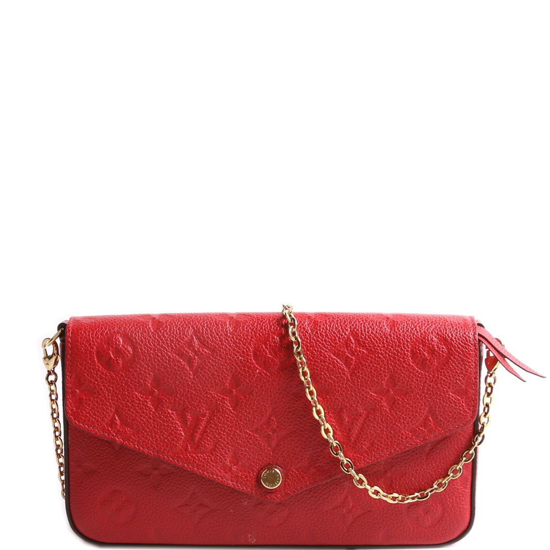 Louis Vuitton Pochette Felicie Empreinte Red Gold Clutch Bag