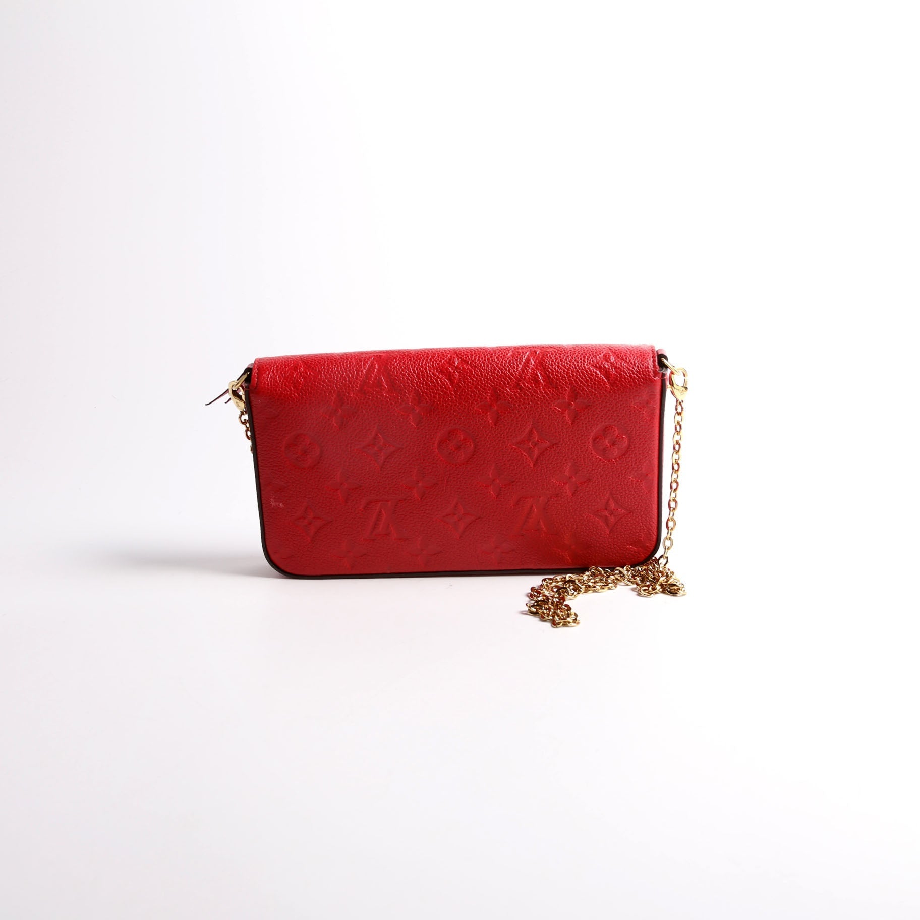 Louis Vuitton Pochette Felicie Empreinte Red Gold Clutch Bag