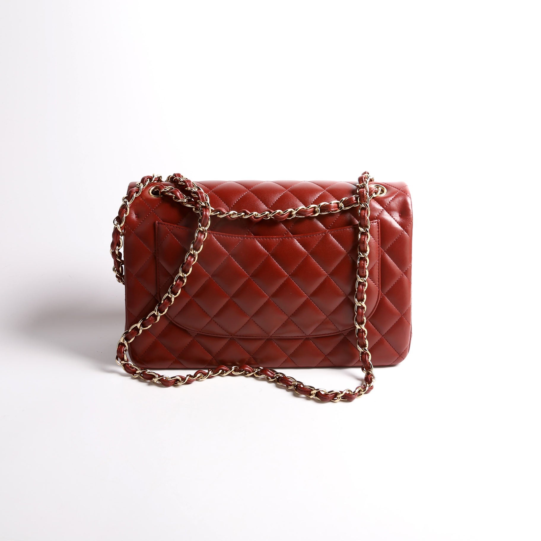 Chanel Classic Flap Jumbo Lambskin 21-24m Burgundy Gold Handbag