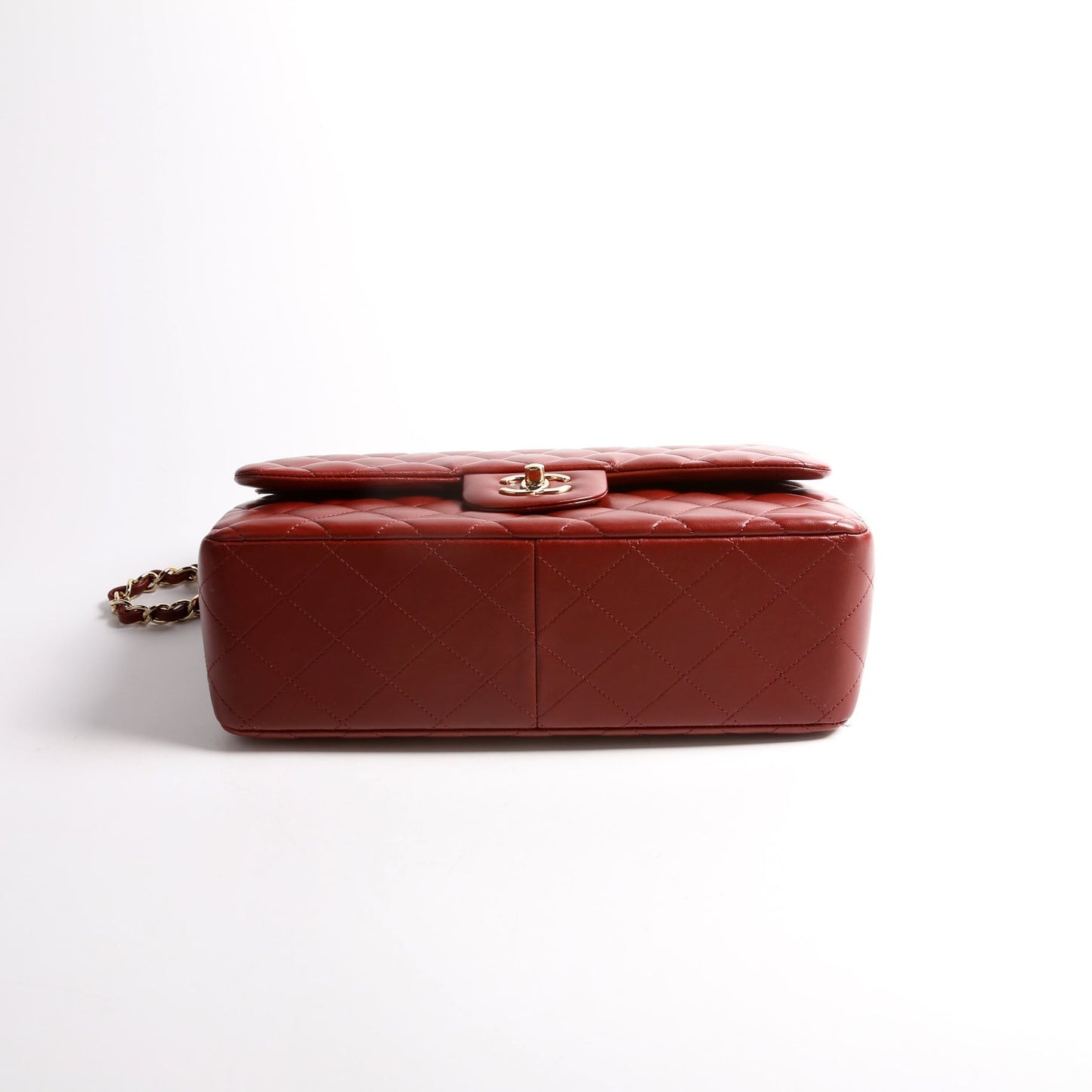 Chanel Classic Flap Jumbo Lambskin 21-24m Burgundy Gold Handbag