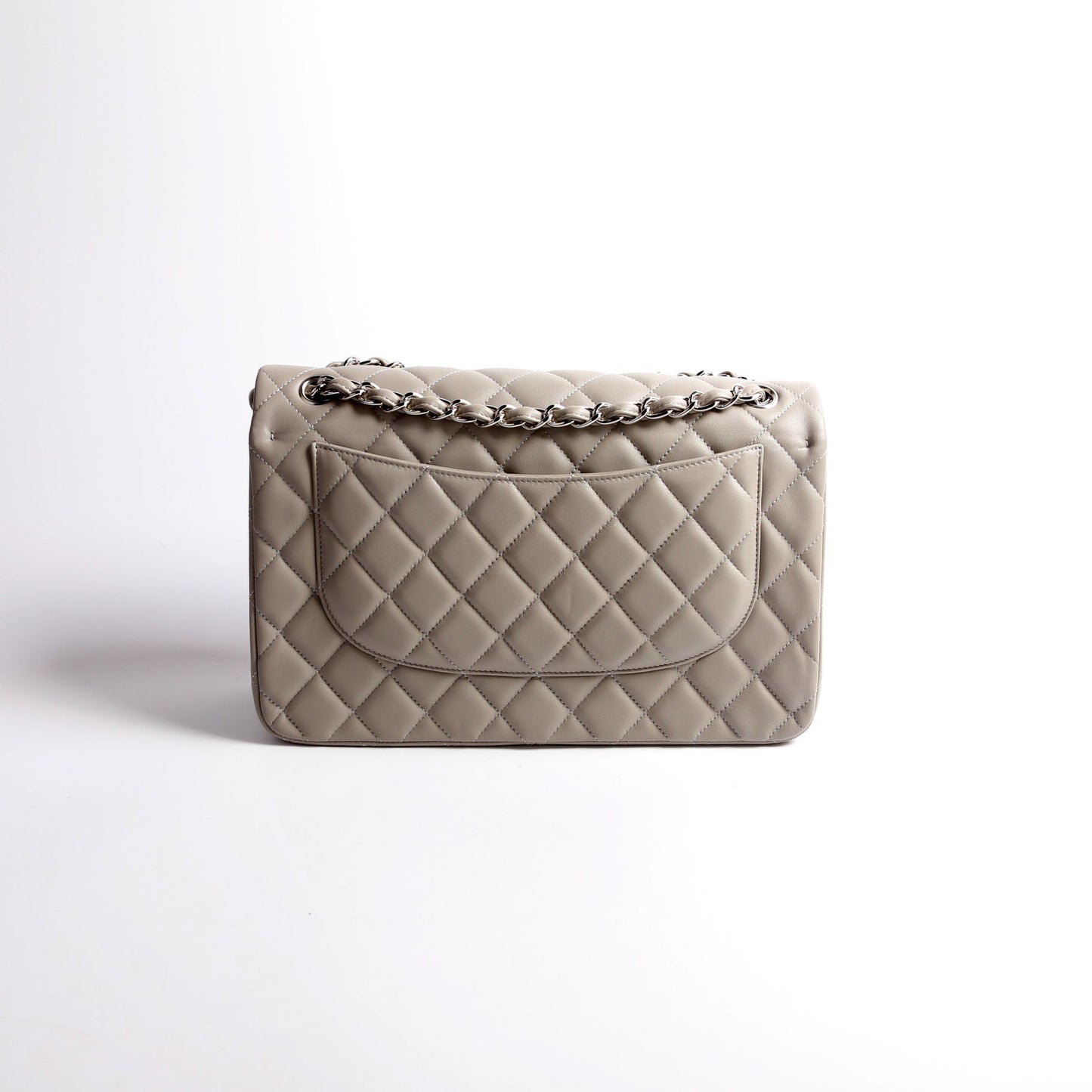 Chanel Classic Flap Jumbo Lambskin 25-28M Silver Gray Handbag