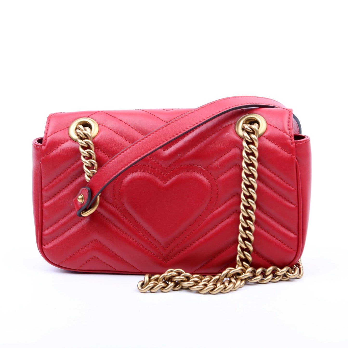 Gucci Marmont Leather Red Mini Flap Shoulder Bag