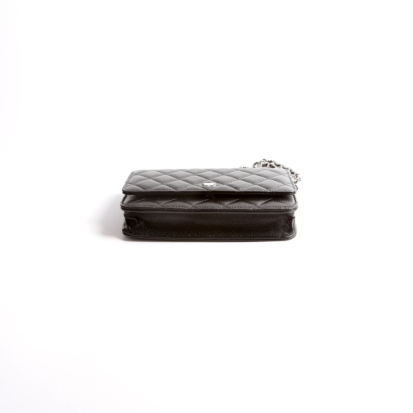 Chanel WOC Classic Quilted Caviar RFID Black Silver Clutch Bag